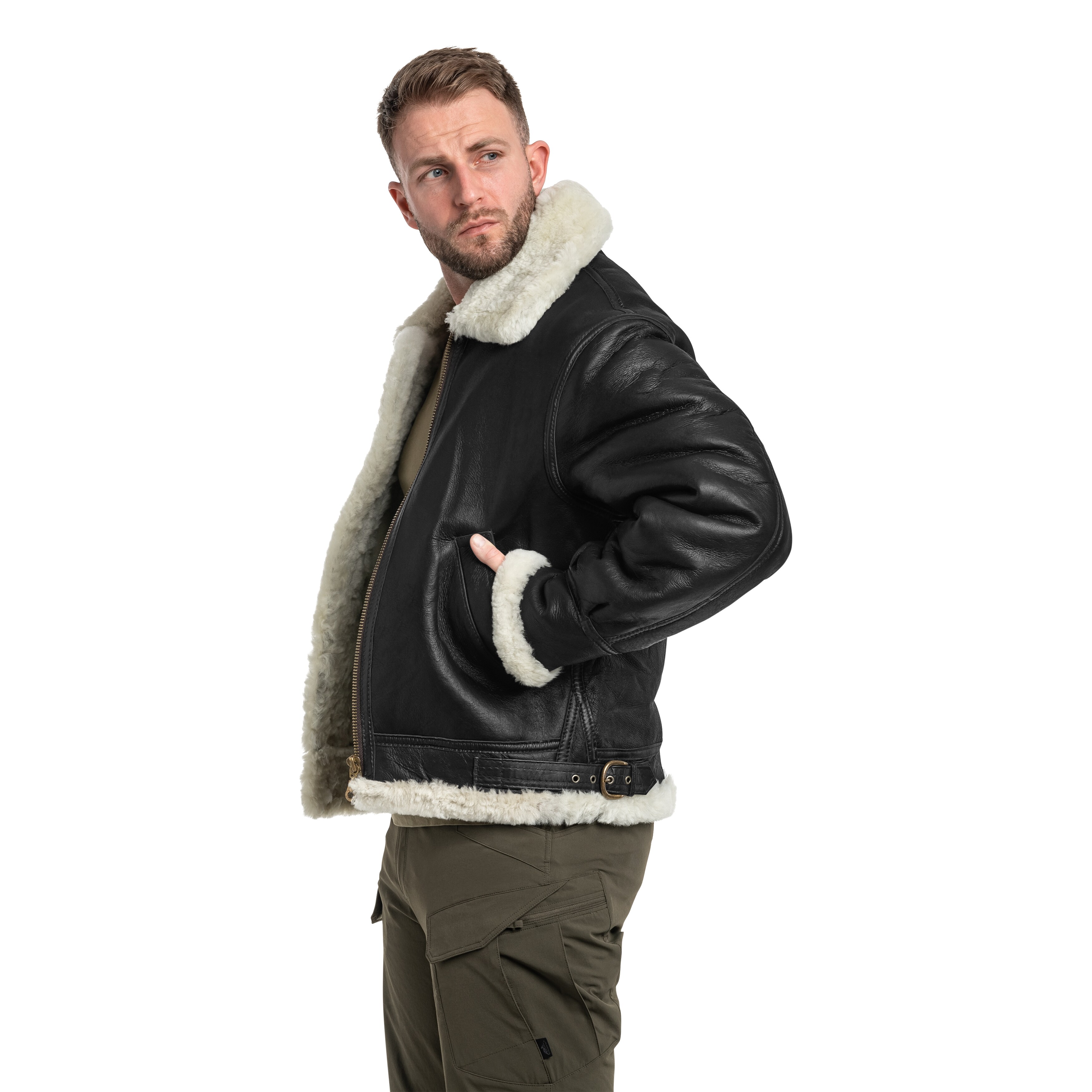 Bunda Mil-Tec US B3 Sheepskin Leather - Black