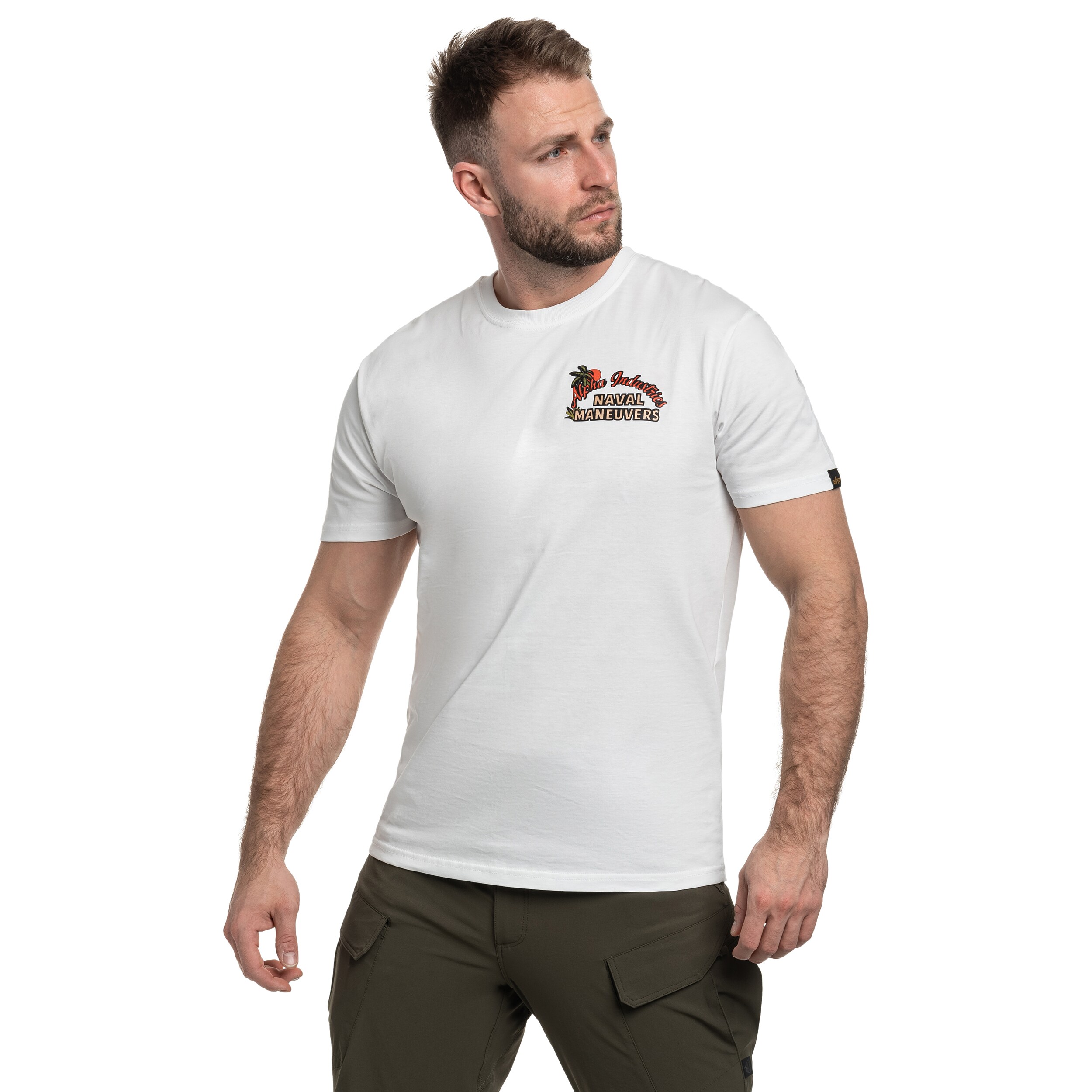 Tričko Alpha Industries Naval Maneuvers Back Print - White