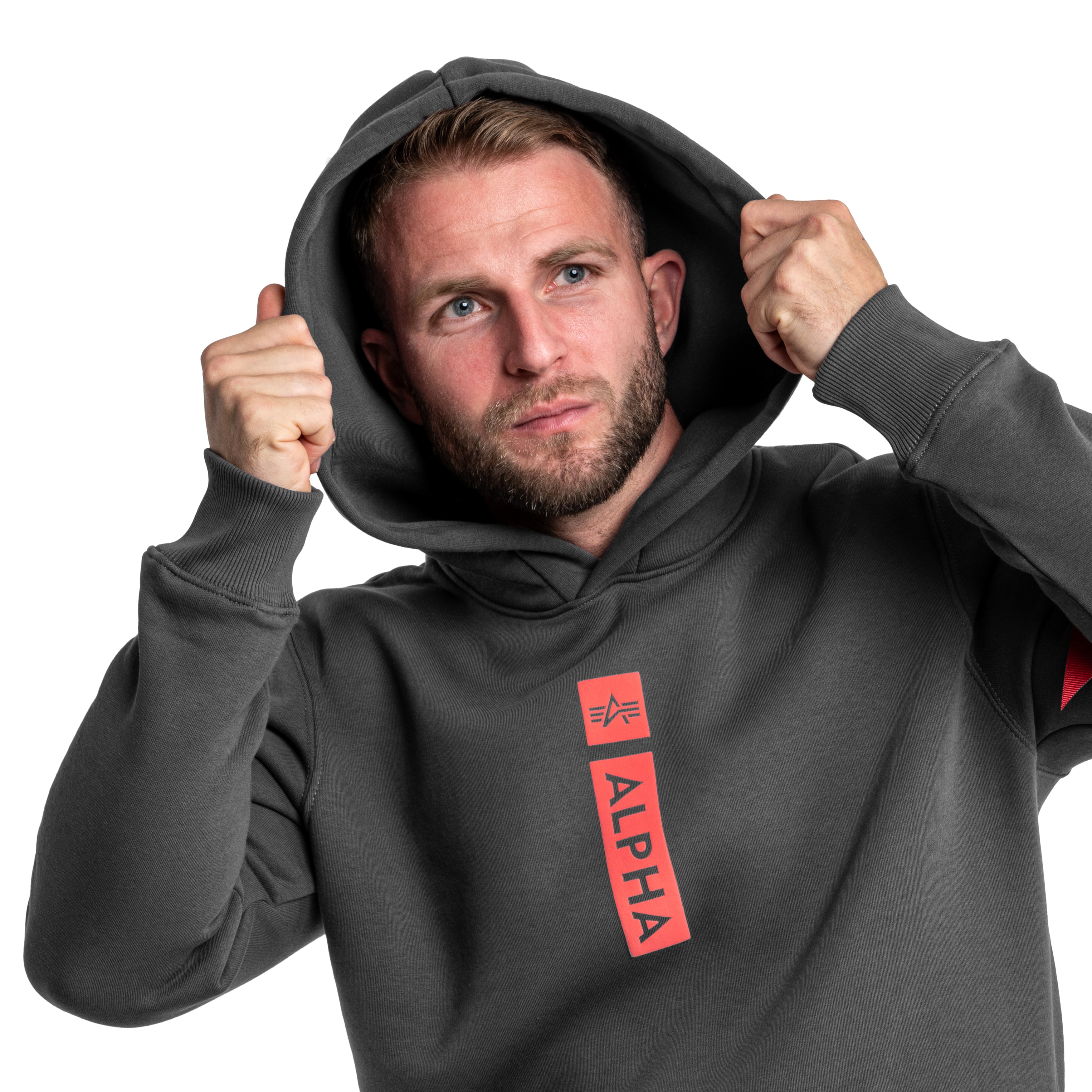 Mikina Alpha Industries Alpha Puff Print Hoodie - Vintage Grey