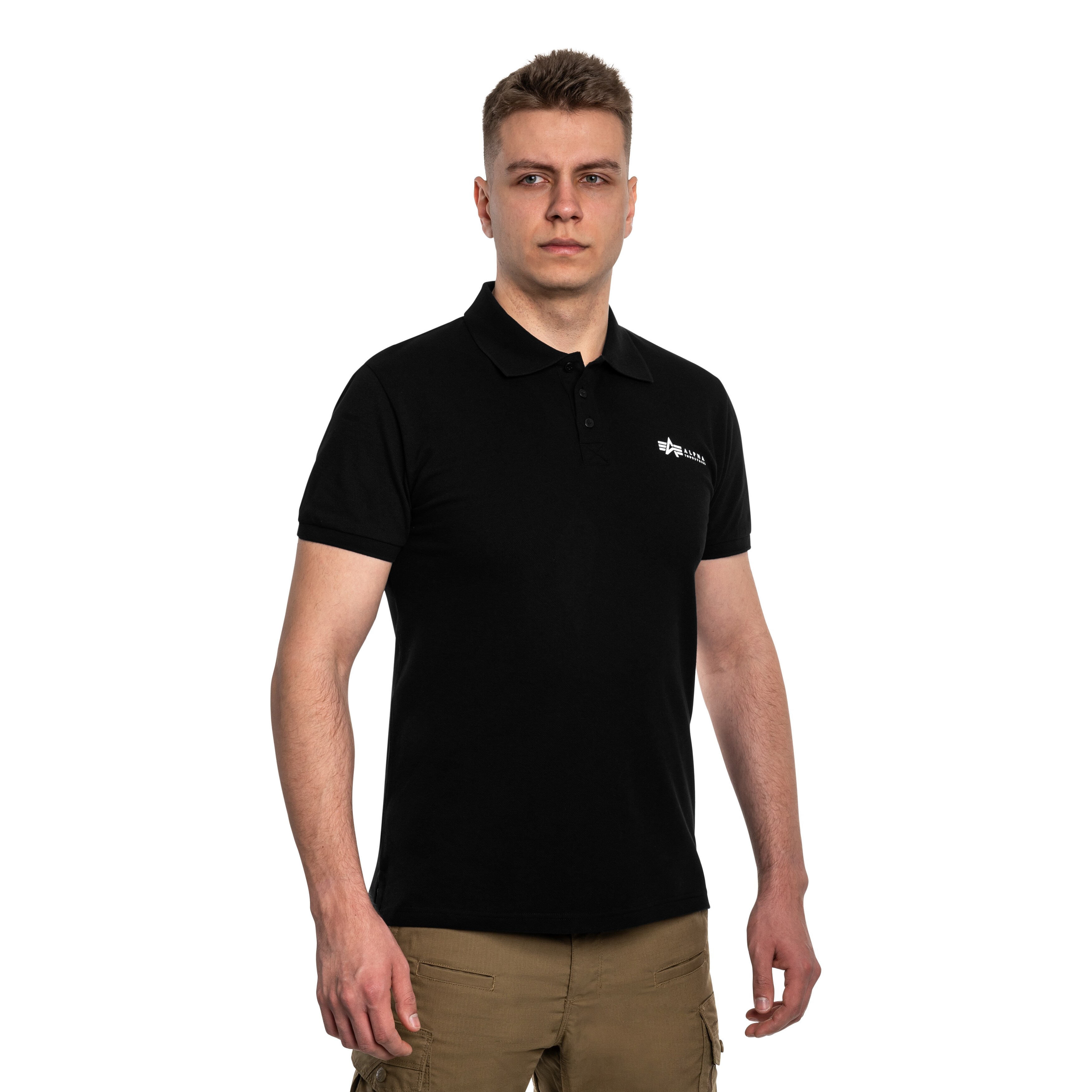 Polo tričko Alpha Industries Basic Small Logo - Black