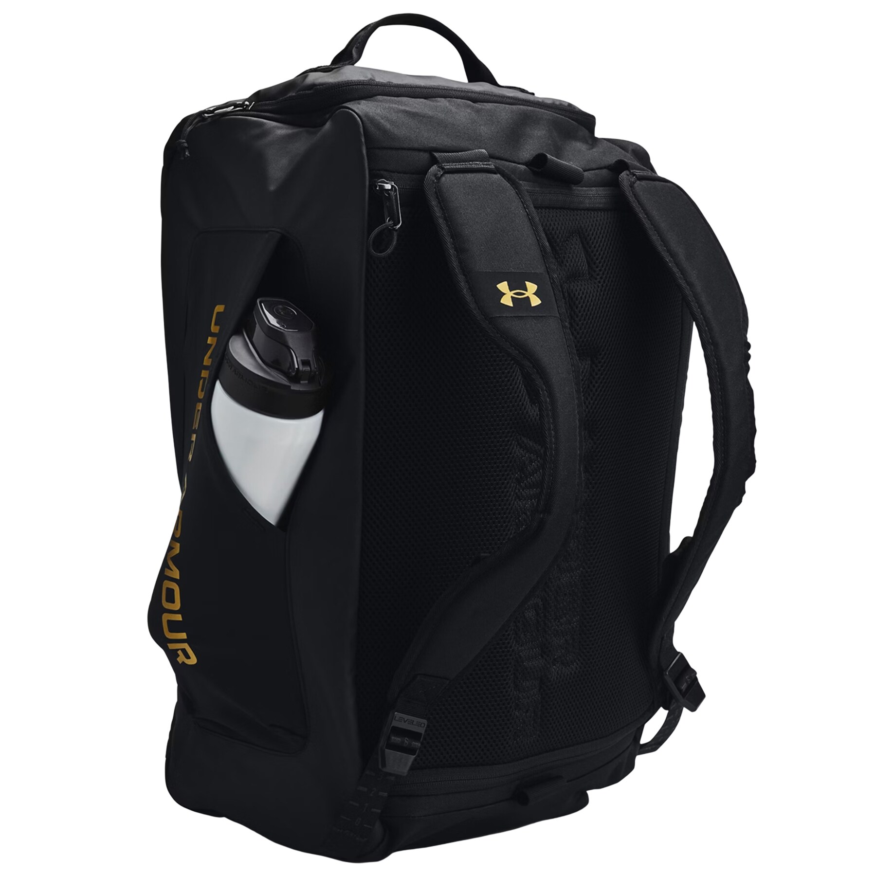Taška Under Armour Duo BP Duffle S 50 l - Black / Metallic Gold