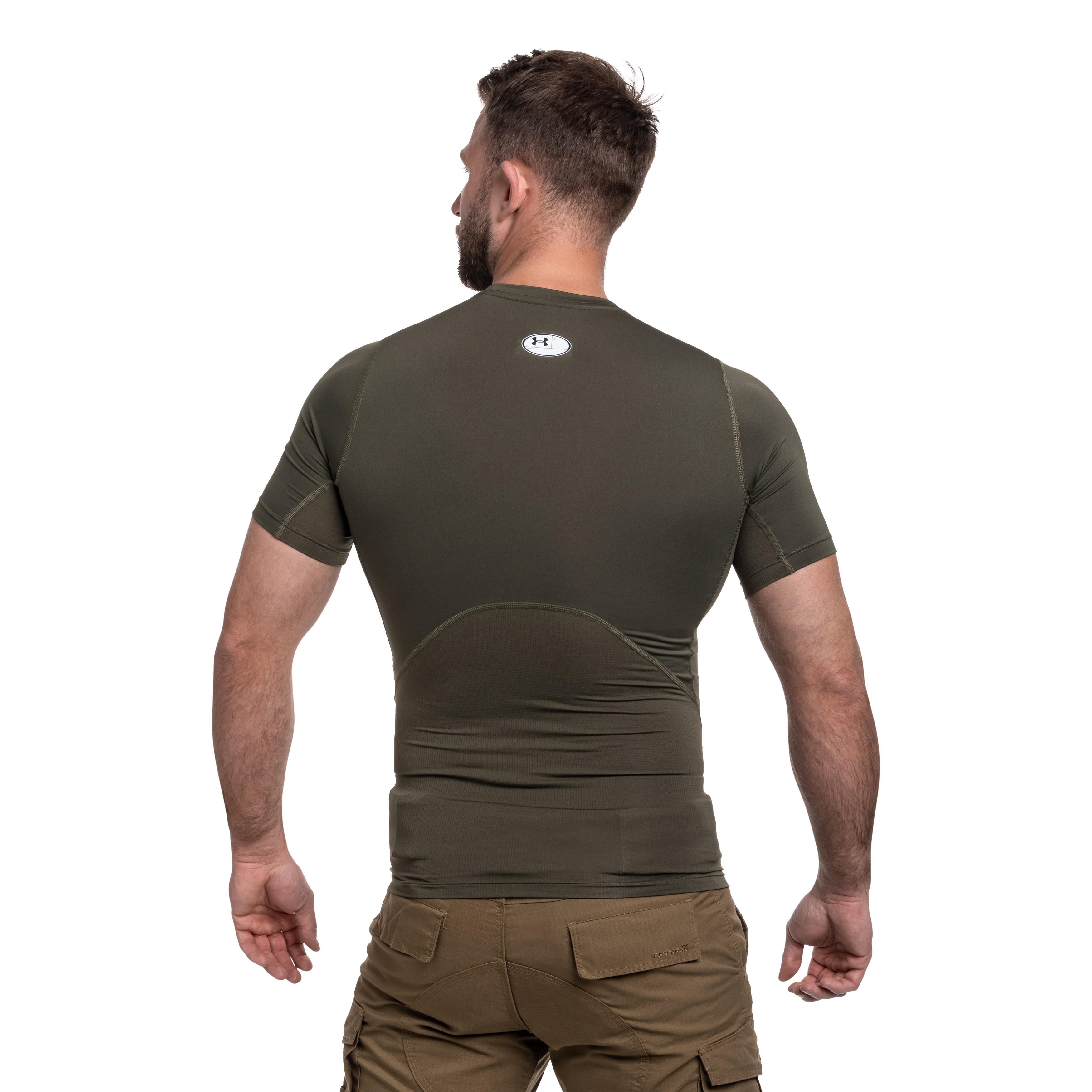 Termoaktivní tričko Under Armour Compressed HeatGear - Marine OD Green/White