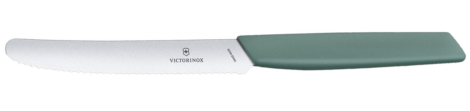 Kuchyňský nůž Victorinox Swiss Modern Sage 11 cm – zubatá čepel se zaoblenou špičkou