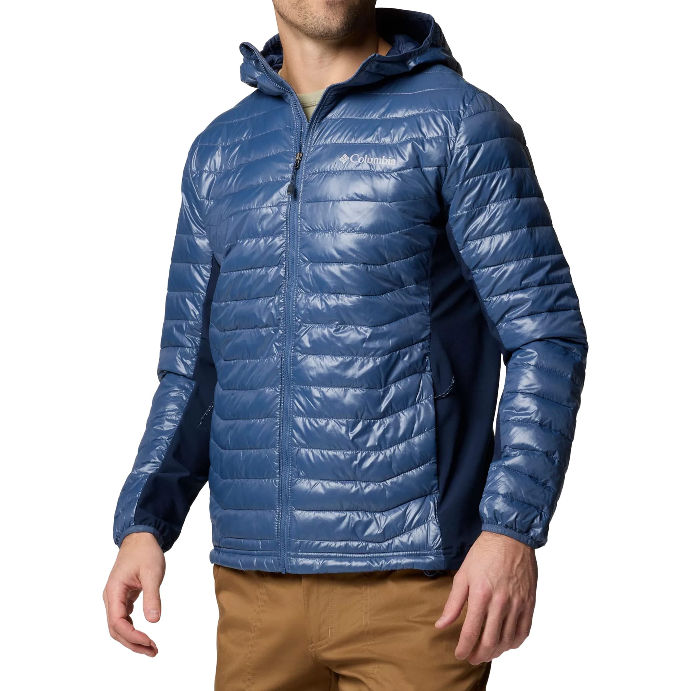 Bunda Columbia Powder Pass Hooded Hybrid Puffer Jacket - Dark Mountain/Collegiate Navy