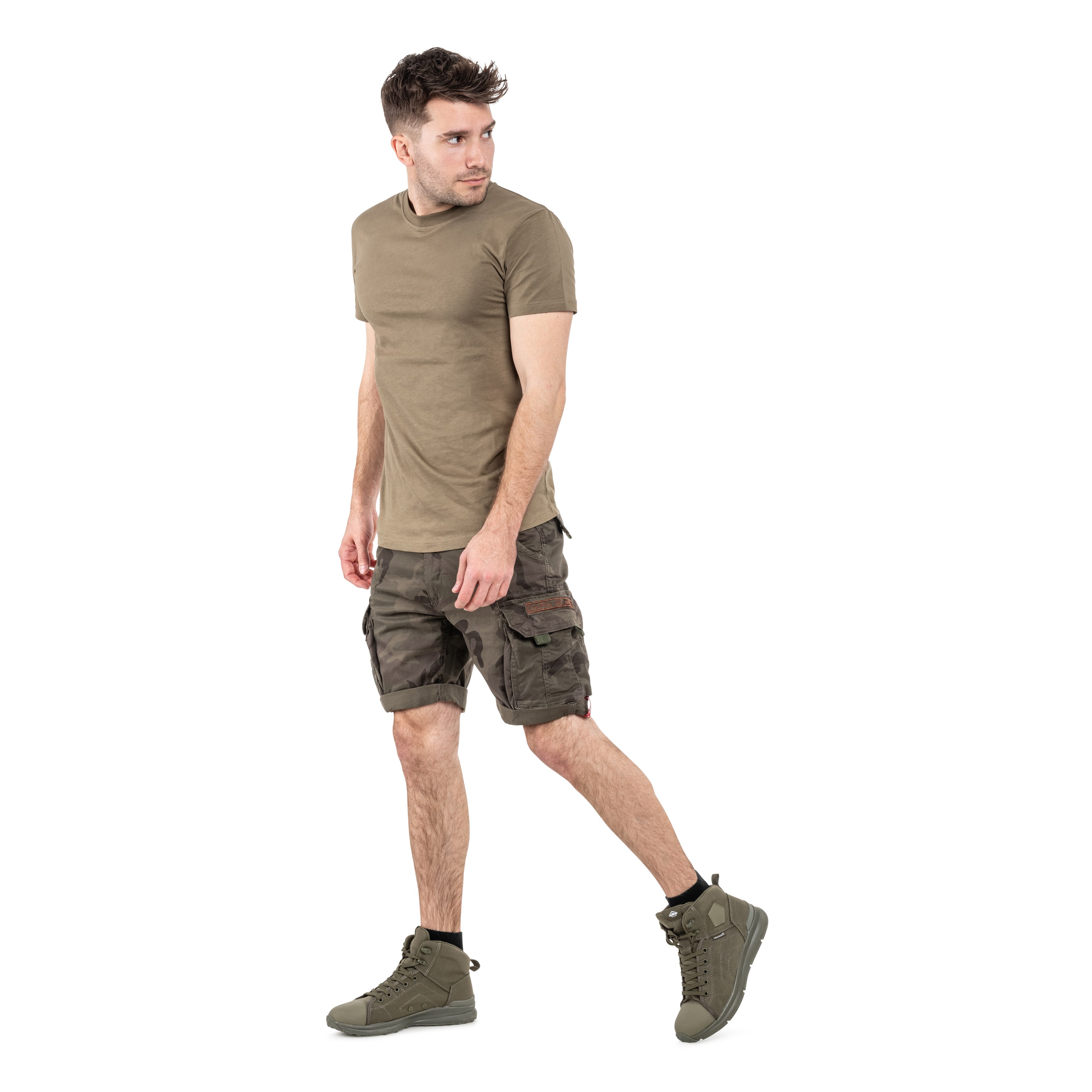 Kraťasy Alpha Industries Crew Short – Dark Olive Camo