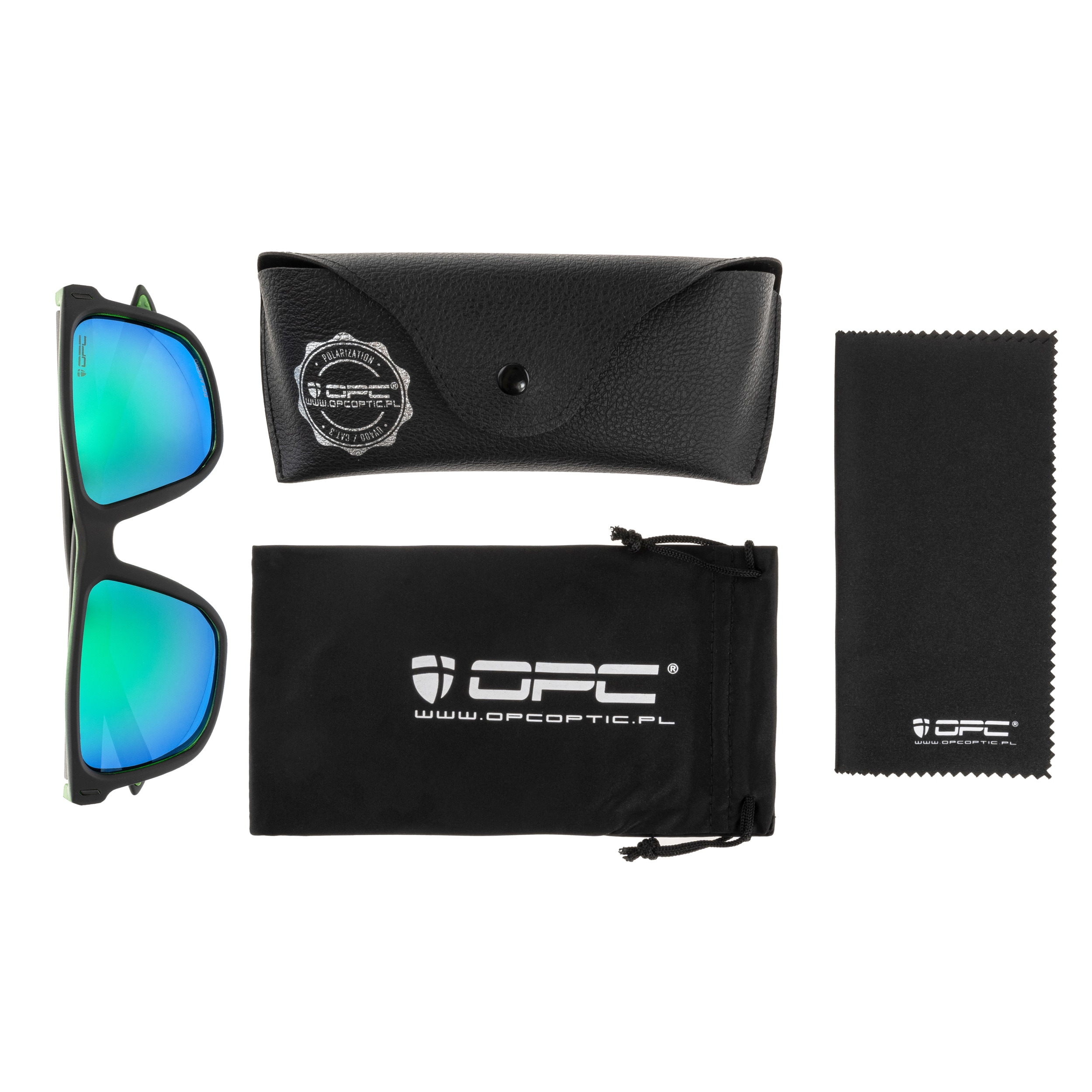 Sluneční brýle OPC Lifestyle Miami – Matt Black/Green Revo s polarizací