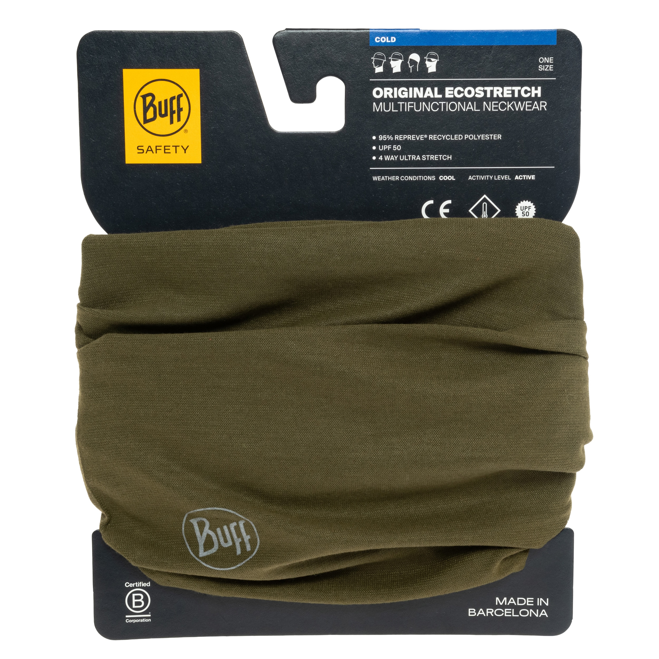 Ochranný šátek Buff Safety Original Ecostretch - Military
