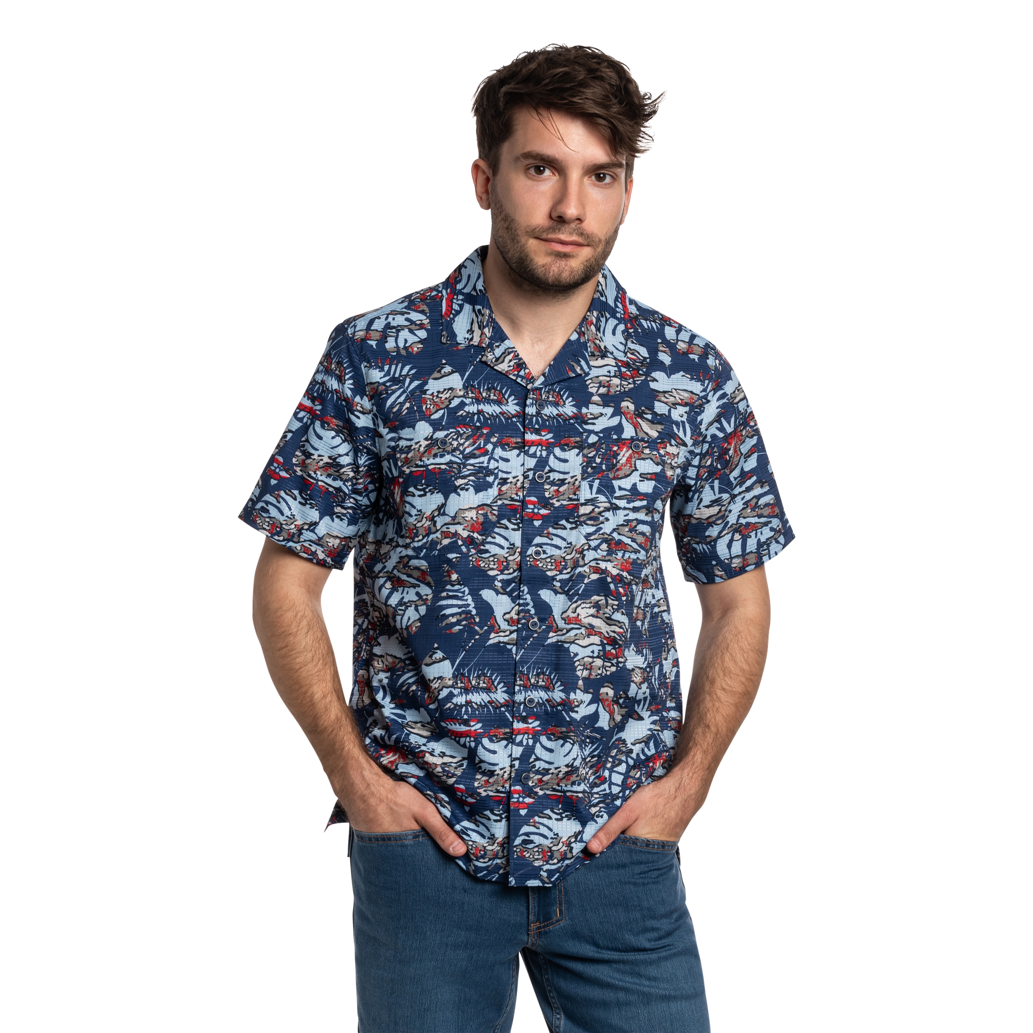 Košile 5.11 Adventure Print Short Sleeve - Mussel Blue Neu Vay Camo