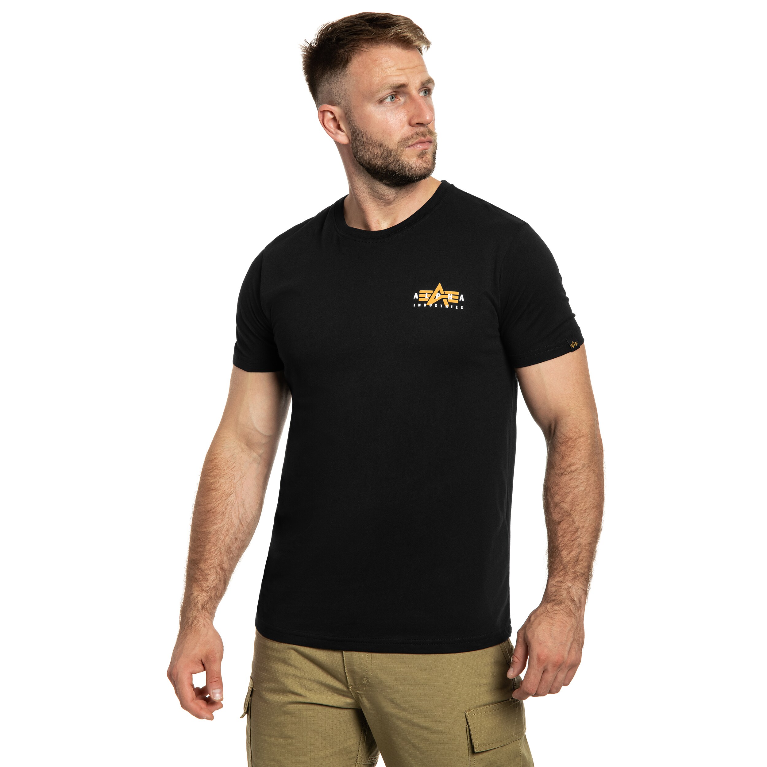 Tričko Alpha Industries Puff Print Logo Back Print - Black