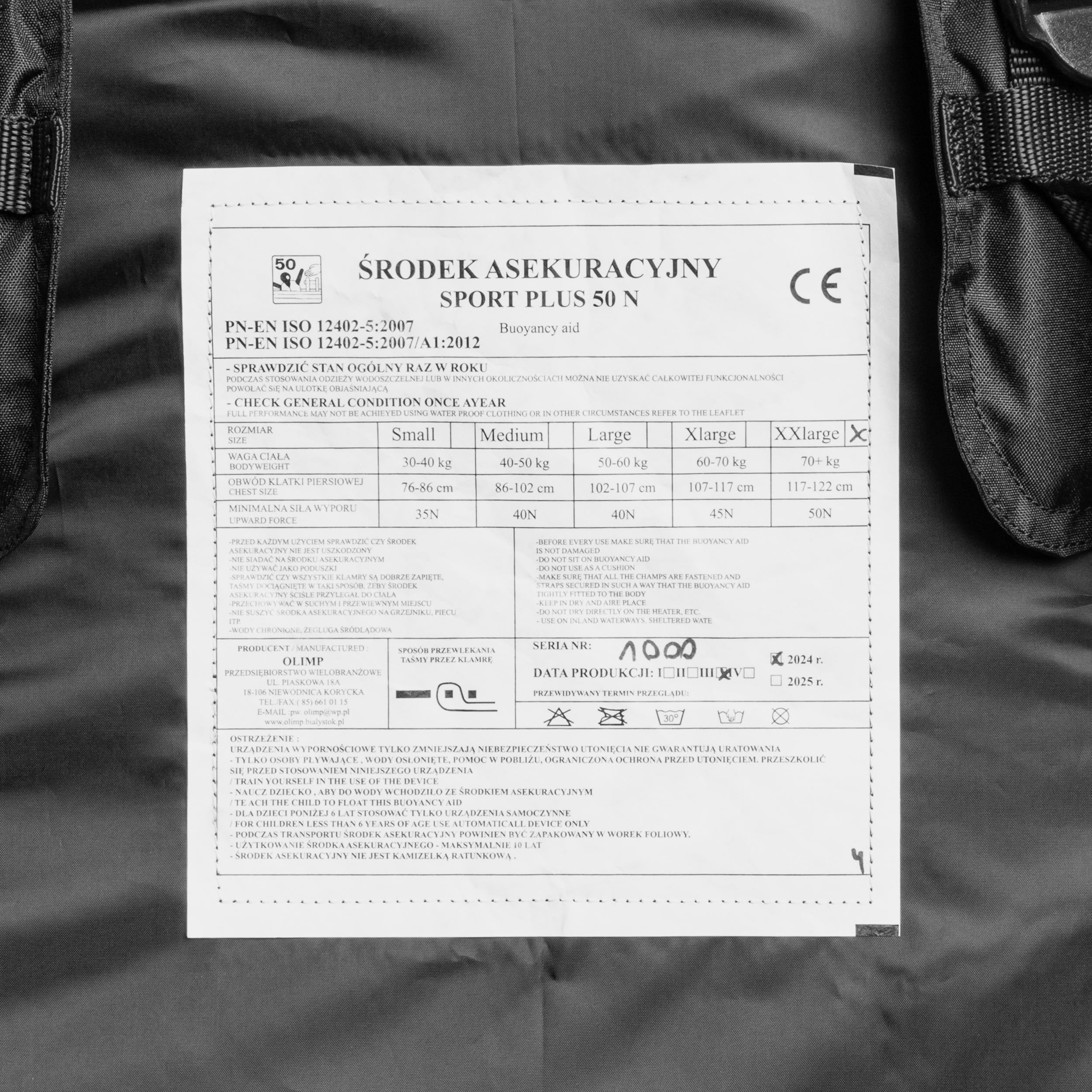 Bezpečnostní vesta Olimp Sport Plus 50N - černá/červená