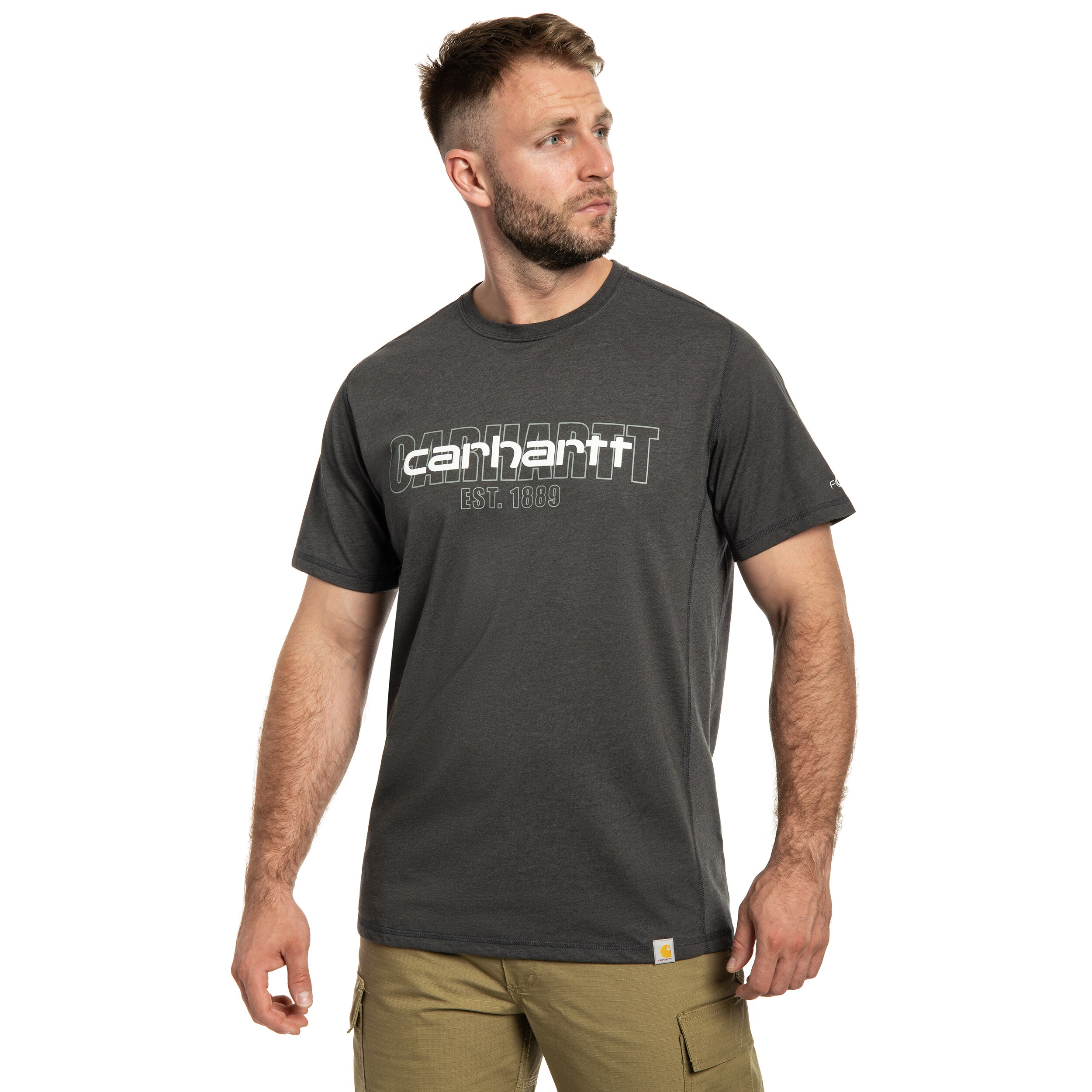 Tričko Carhartt Force Midweight S/S Logo Graphic - Carbon Heather