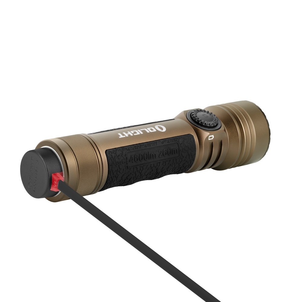 Taktická a pátrací svítilna Olight Seeker 4 Pro Cool White Desert Tan - 4600 lumenů