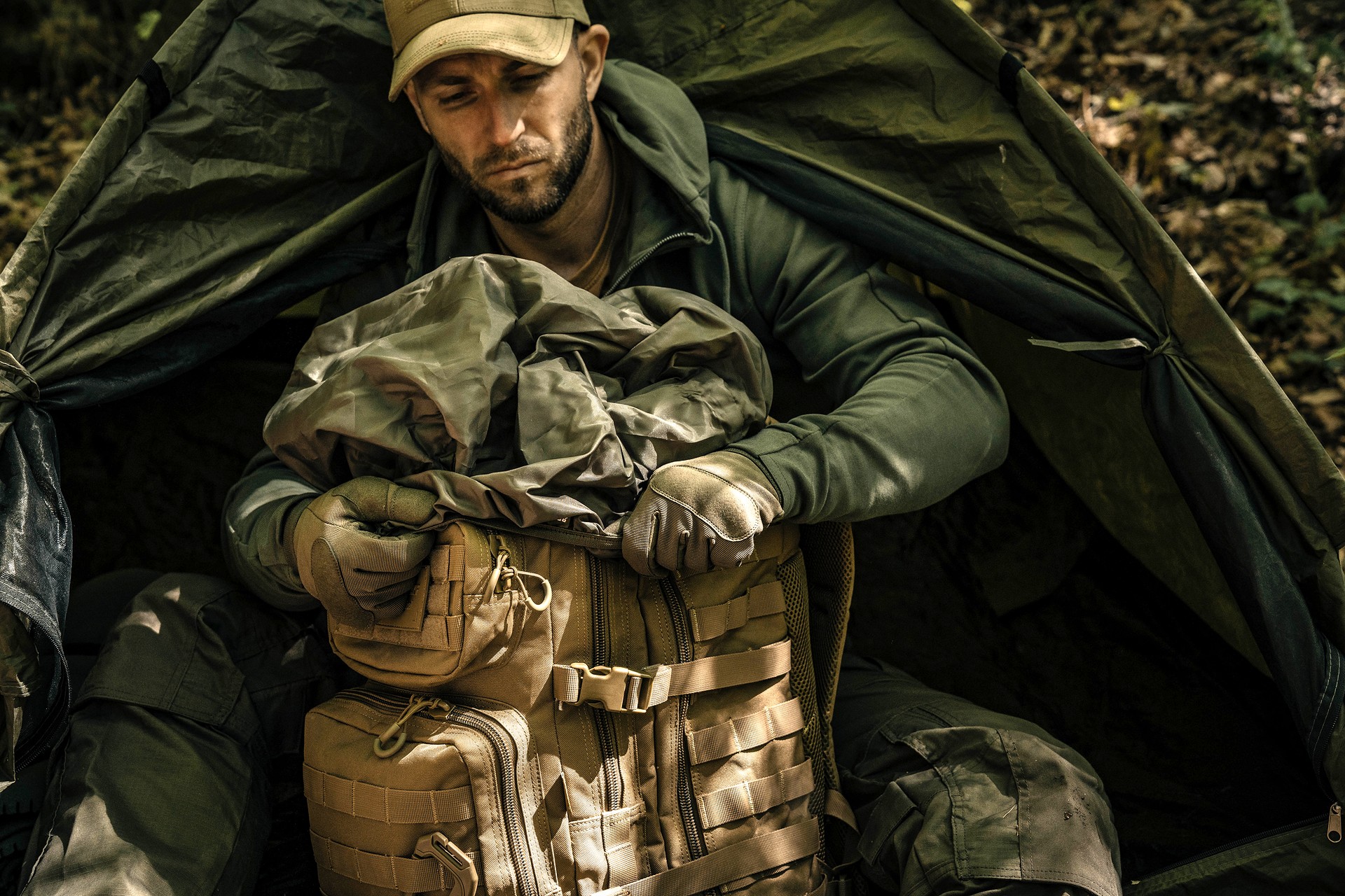 Pokrowiec wodoodporny na plecak Brytzky Tactical Large Cover 34-48 l - Olive