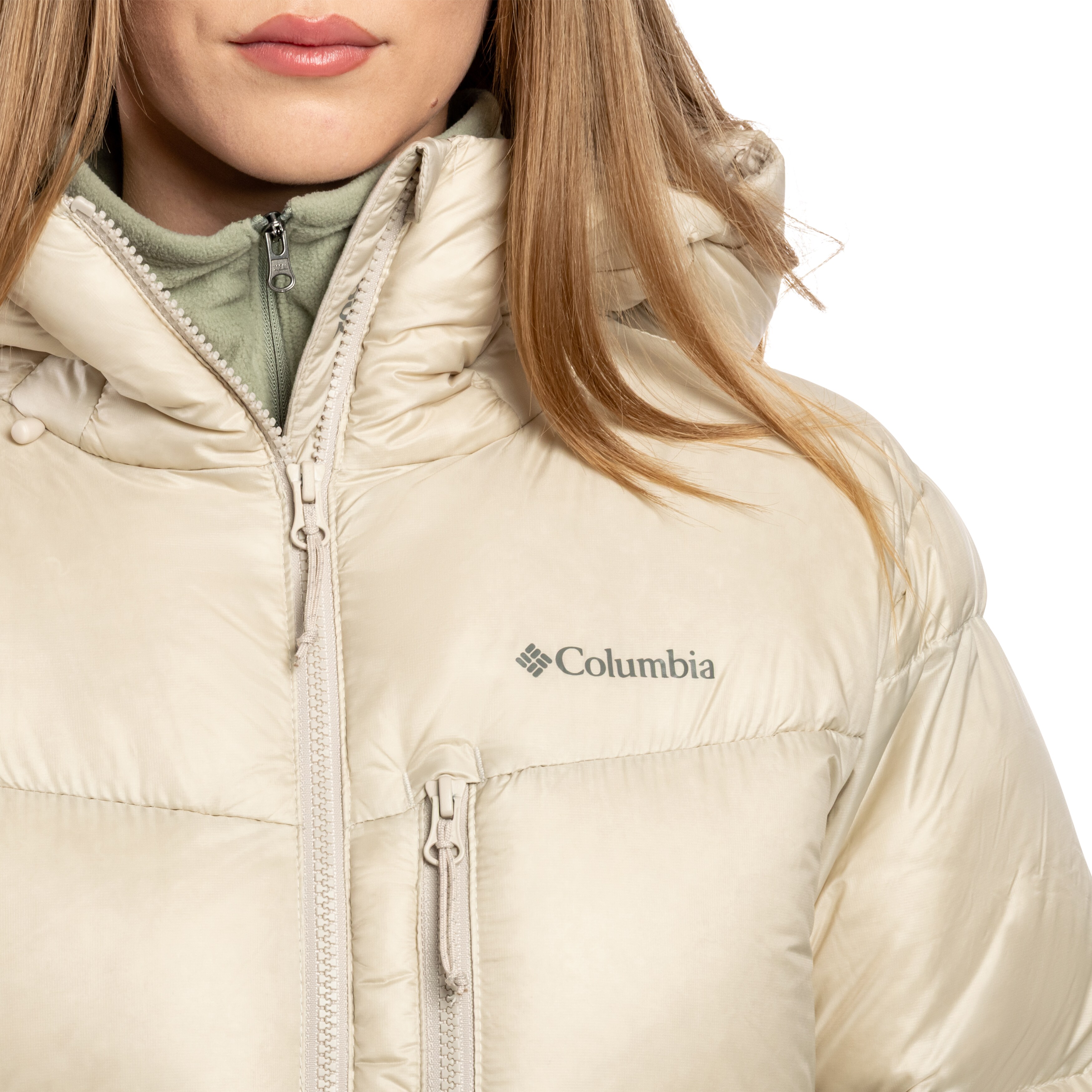 Dámská bunda Columbia Cloudview Down Hooded Jacket - Dark Stone