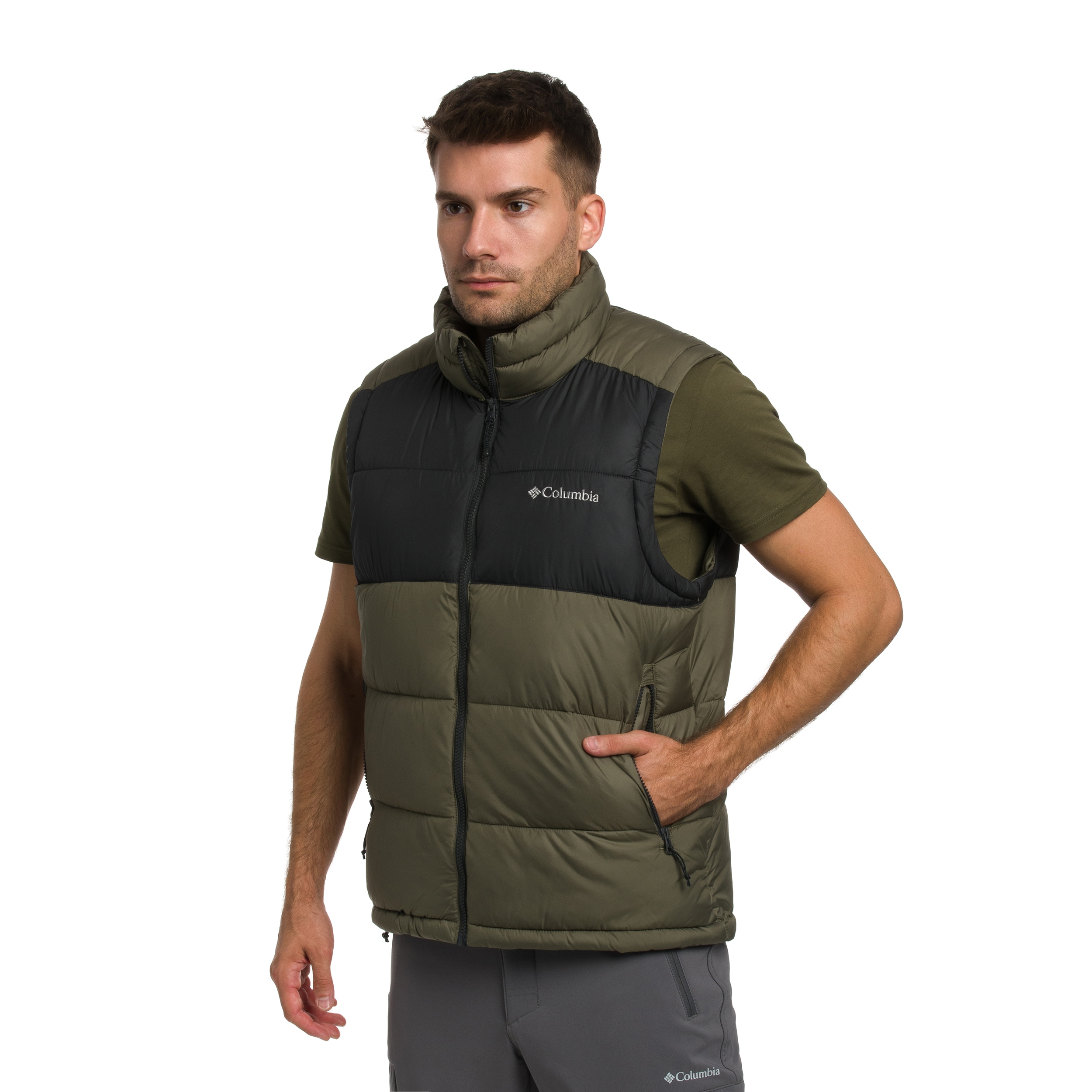 Bezrukávová vesta Columbia Pike Lake II Puffer Vest – Stone Green / Shark