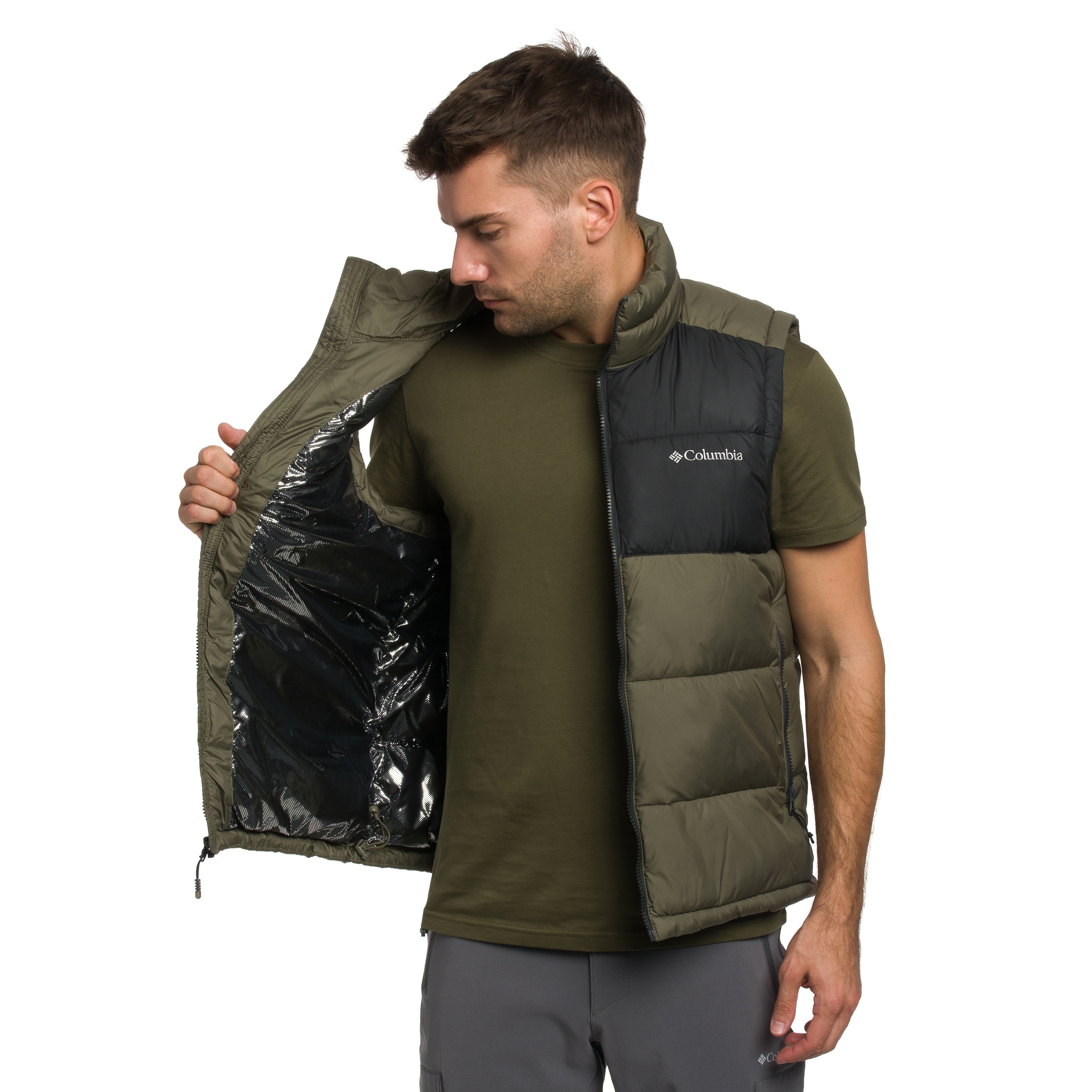 Bezrukávová vesta Columbia Pike Lake II Puffer Vest – Stone Green / Shark