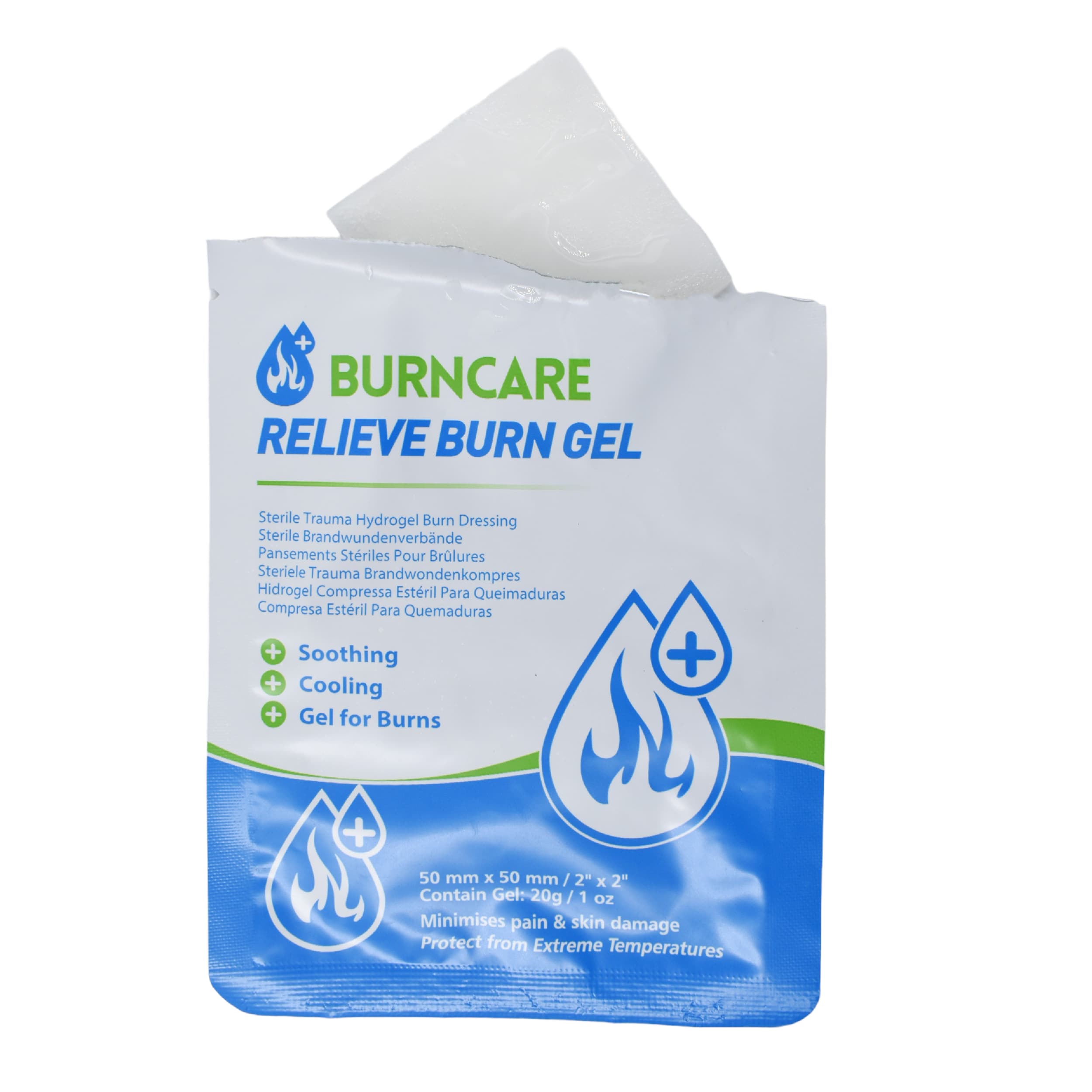 Hydrogelový obvaz Roosin Burncare Relieve Burn Gel 5 × 5 cm – 4 ks