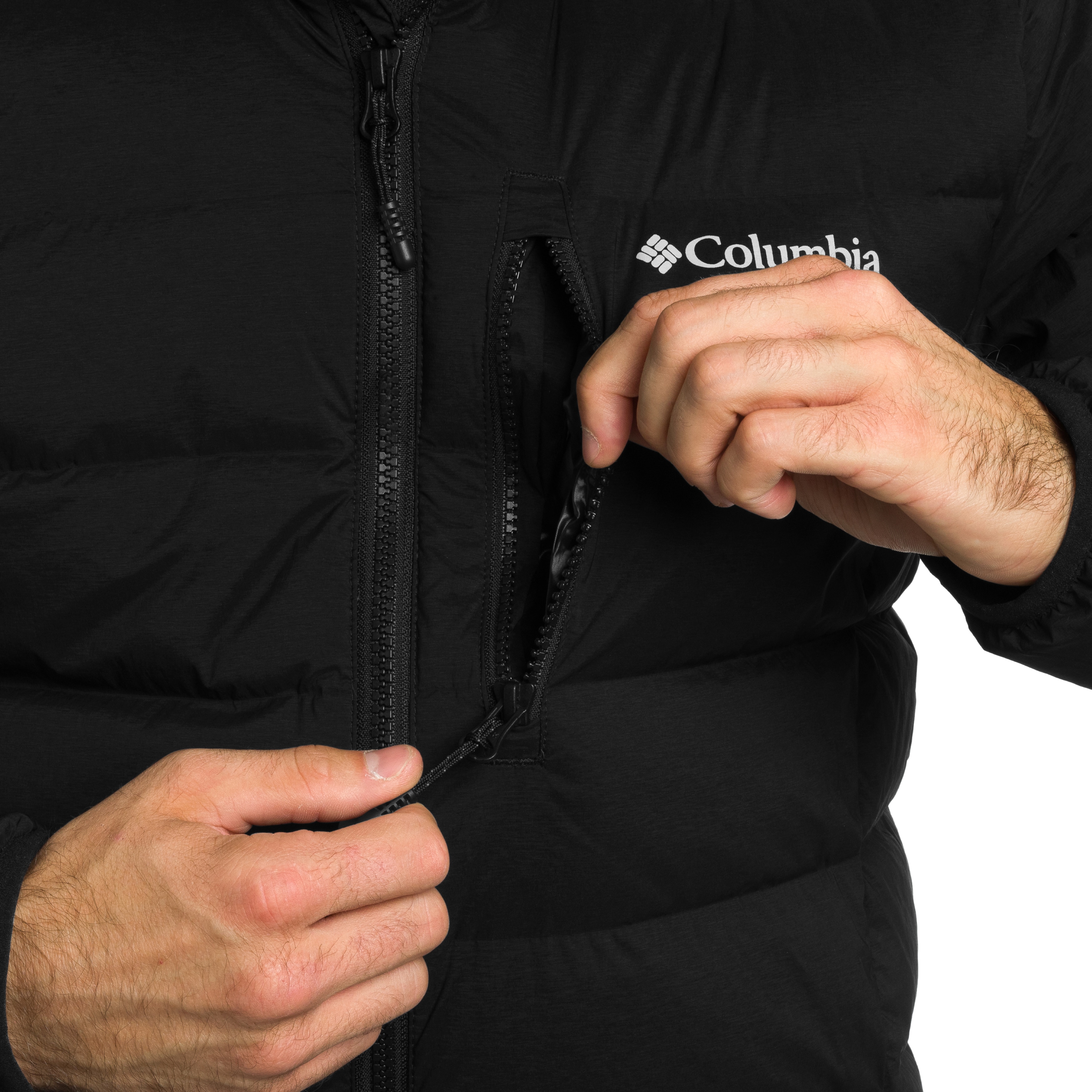 Bunda Columbia Drift Peak Stretch Down Hooded - Black