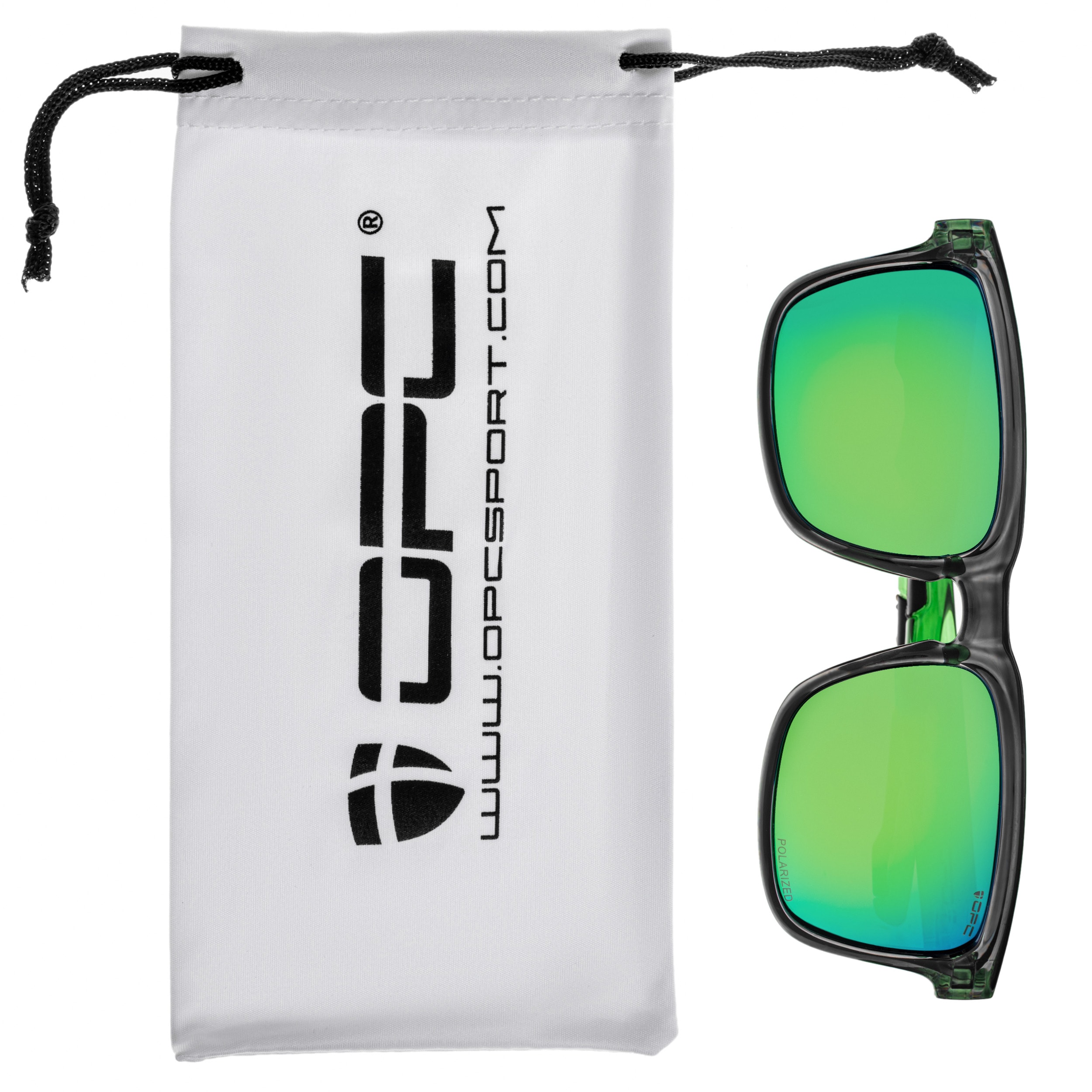 Sluneční brýle OPC Lifestyle California – Black/Green Revo s polarizací