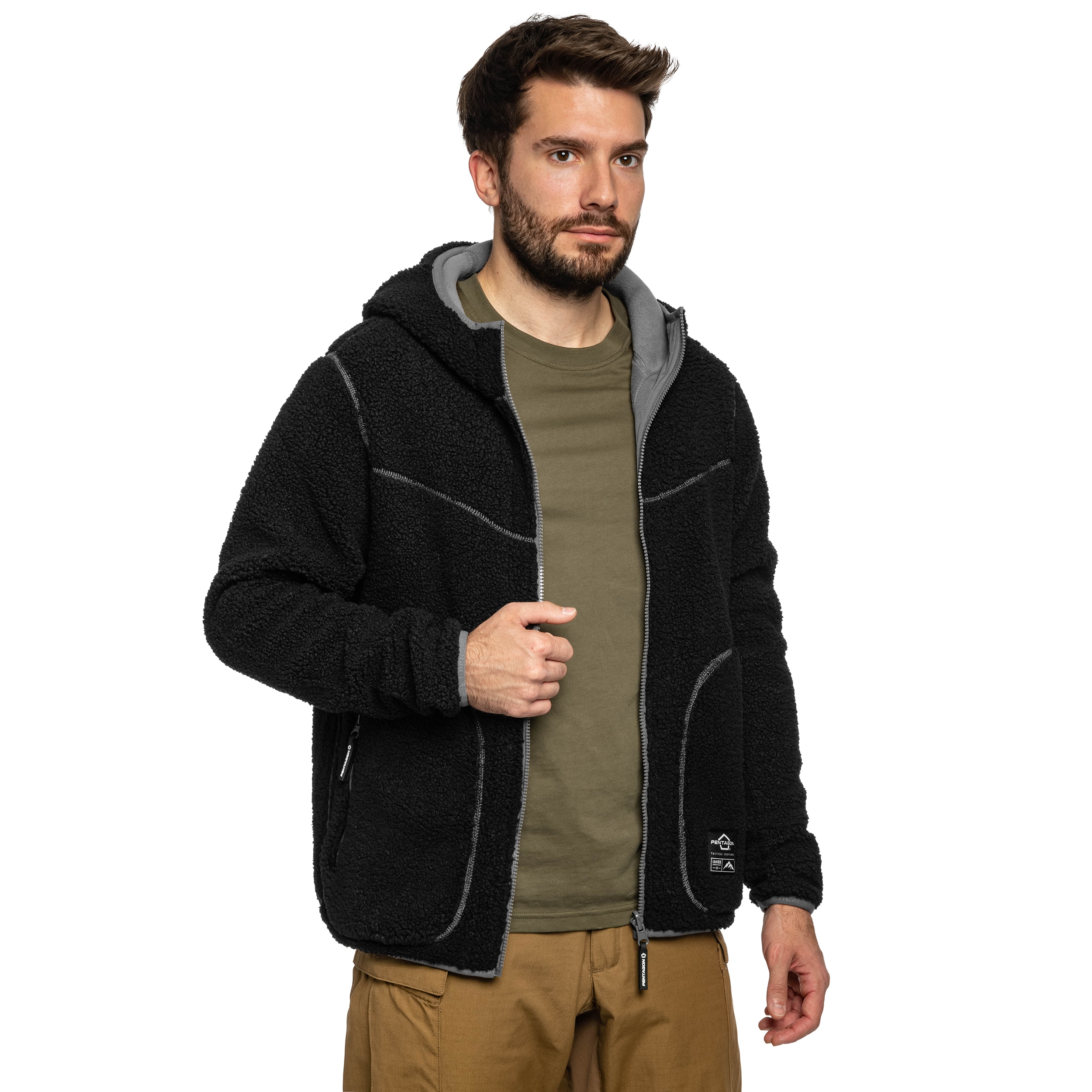 Fleesová mikina Pentagon Sherpa Ianos – Black/Wolf Grey