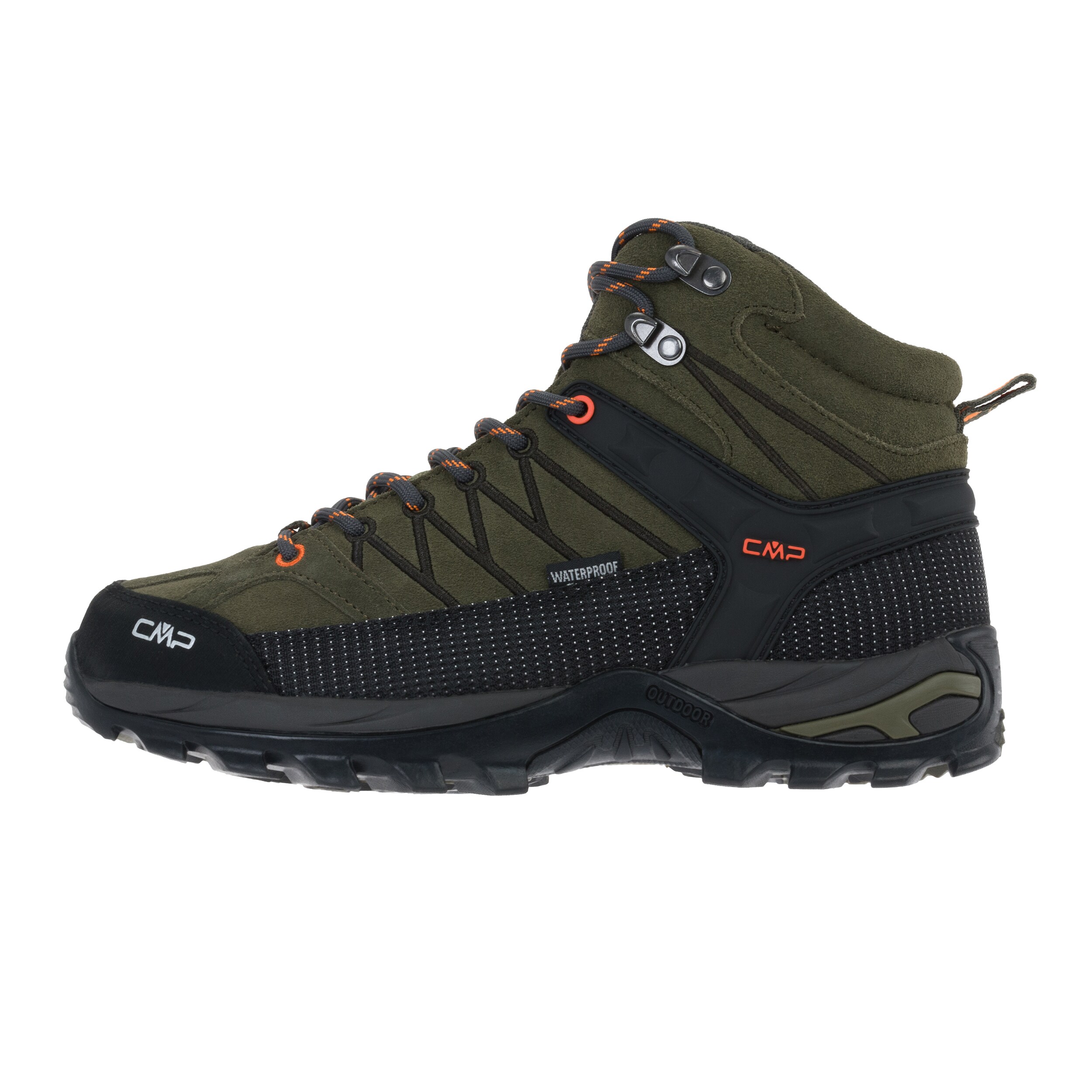Trekingové boty CMP Rigel Mid Waterproof - Olive/Flame