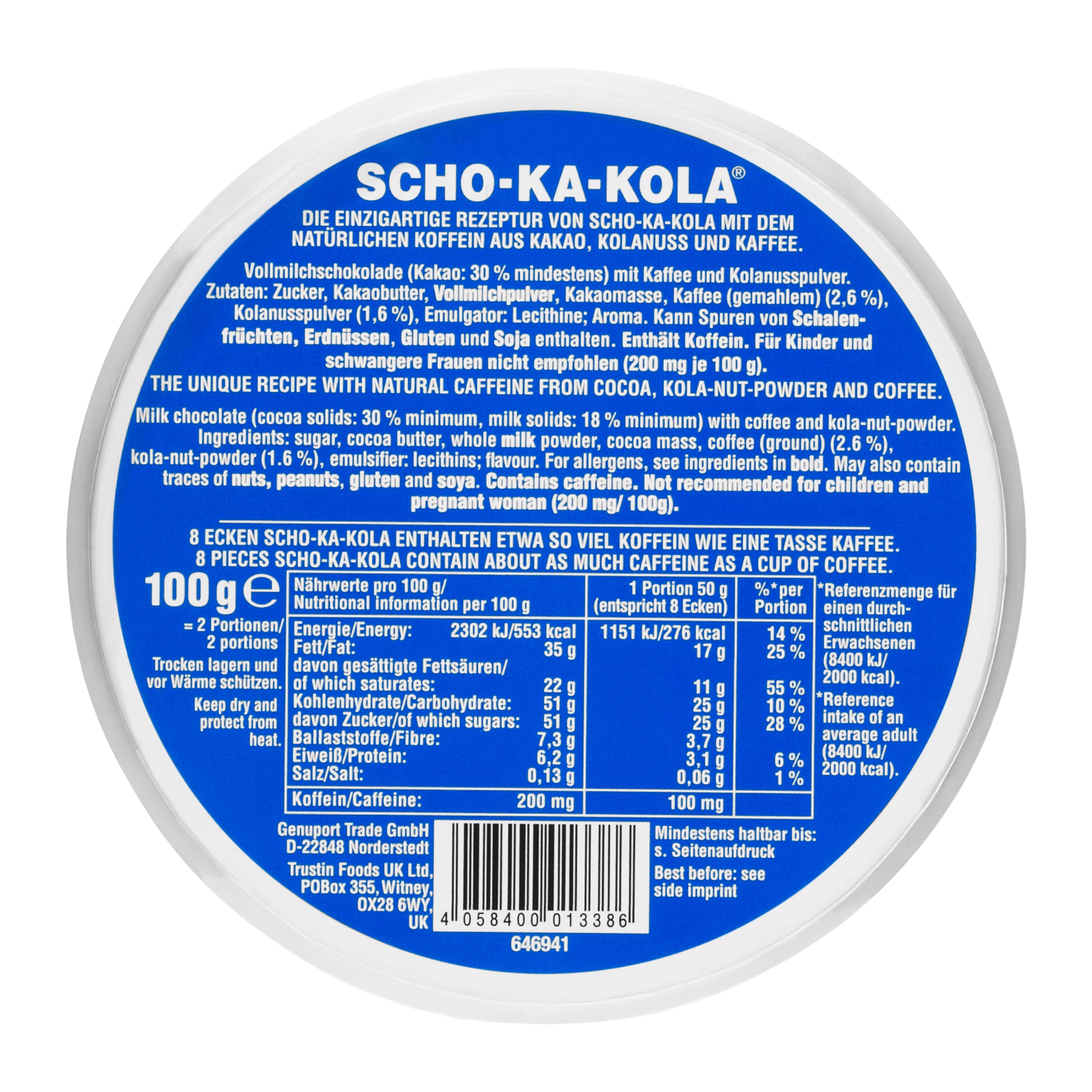 Mléčná čokoláda Scho-Ka-Kola s kofeinem - 2 ks