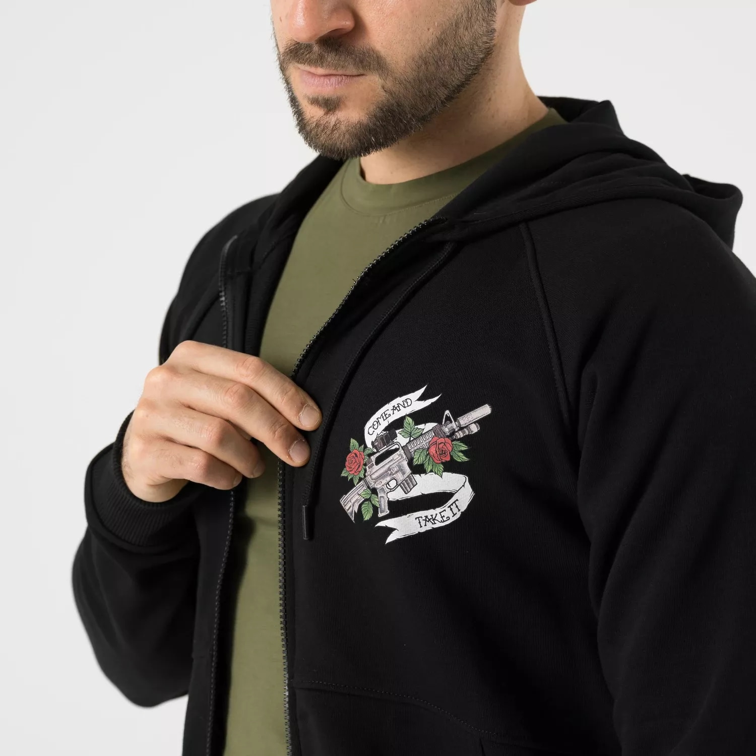 Mikina Helikon-Tex Full-Zip Come And Take It Hoodie - Black