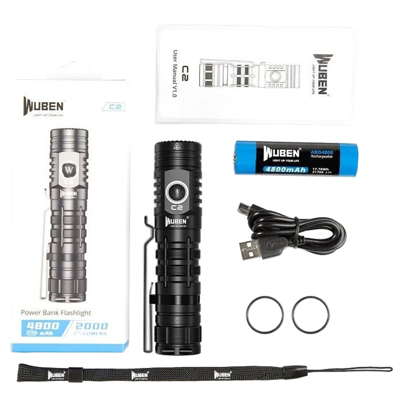 Svítilna Wuben C2 Power Bank 2000 lumenů