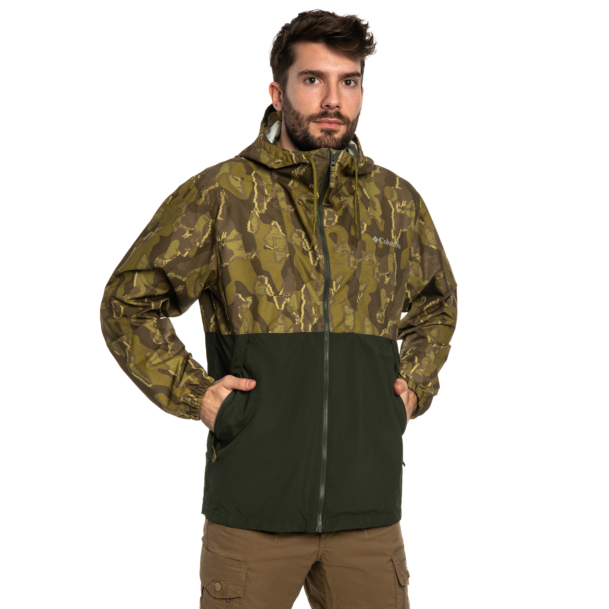 Bunda Columbia Spire Valley Novelty Windbreaker - Mossy Green Treebark/Greenscape