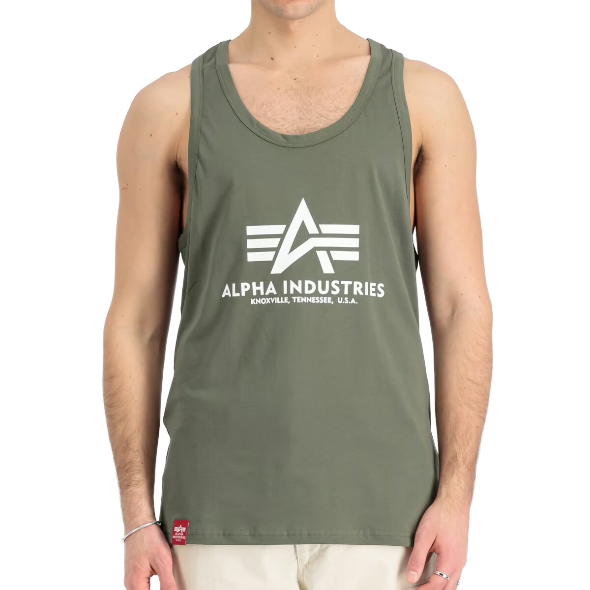 Tričko Tank Top Alpha Industries Basic BB Big Logo - Dark Olive