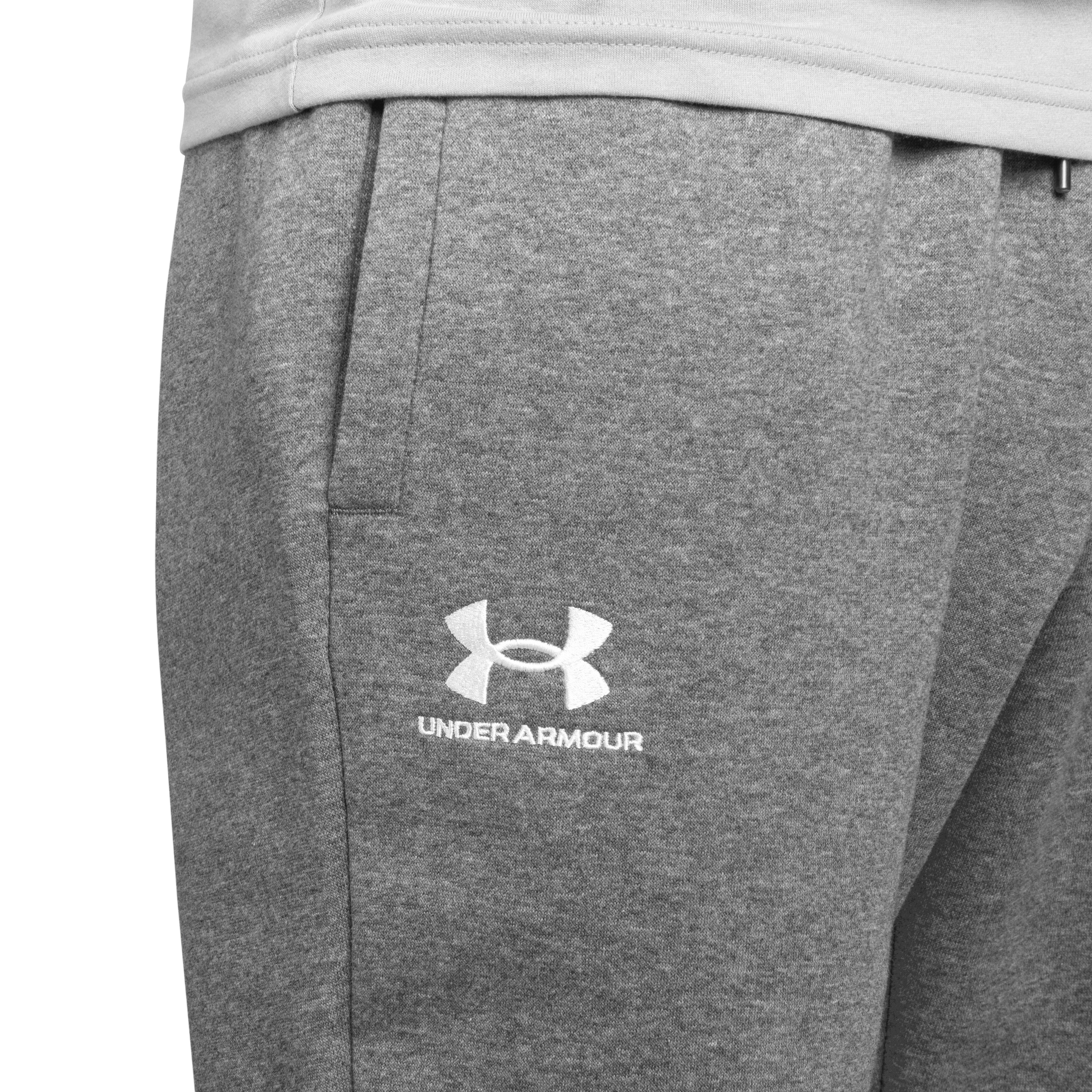Kalhoty Under Armour Jogger Icon Fleece - Pitch Gray Medium Heather/White
