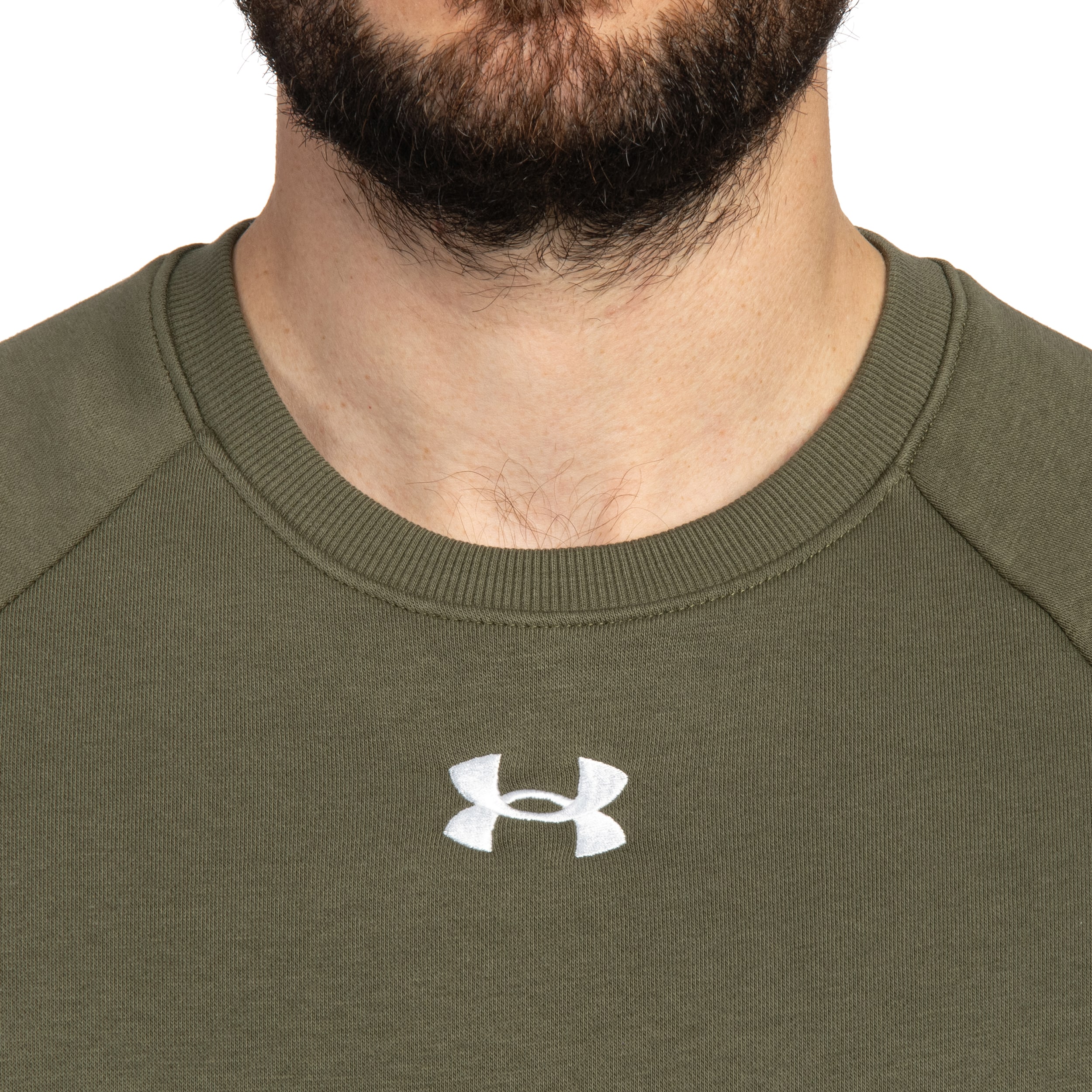 Mikina Under Armour UA Rival Fleece Crew - Marine OD Green/White