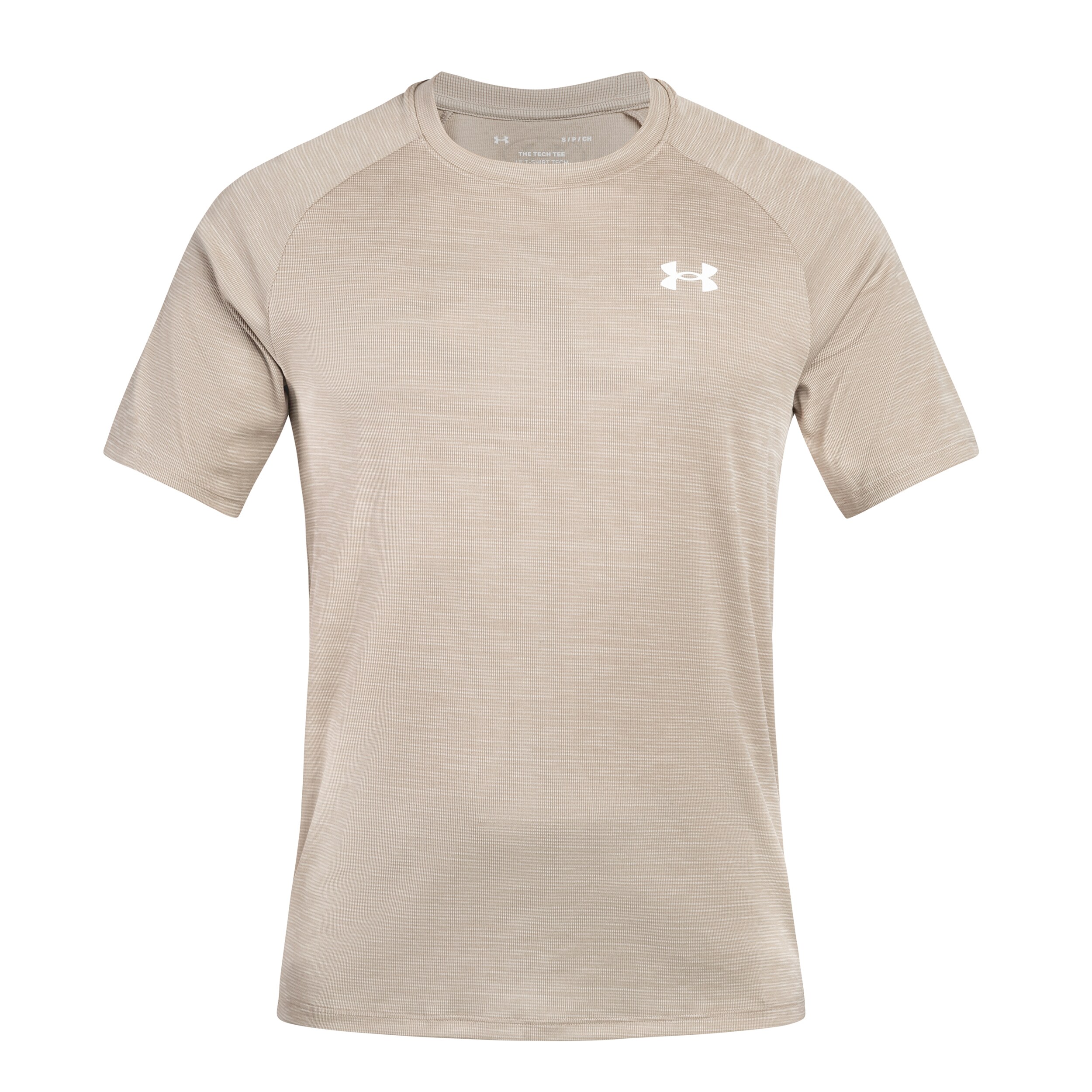 Tričko Under Armour UA Tech Textured - Timberwolf Taupe/White