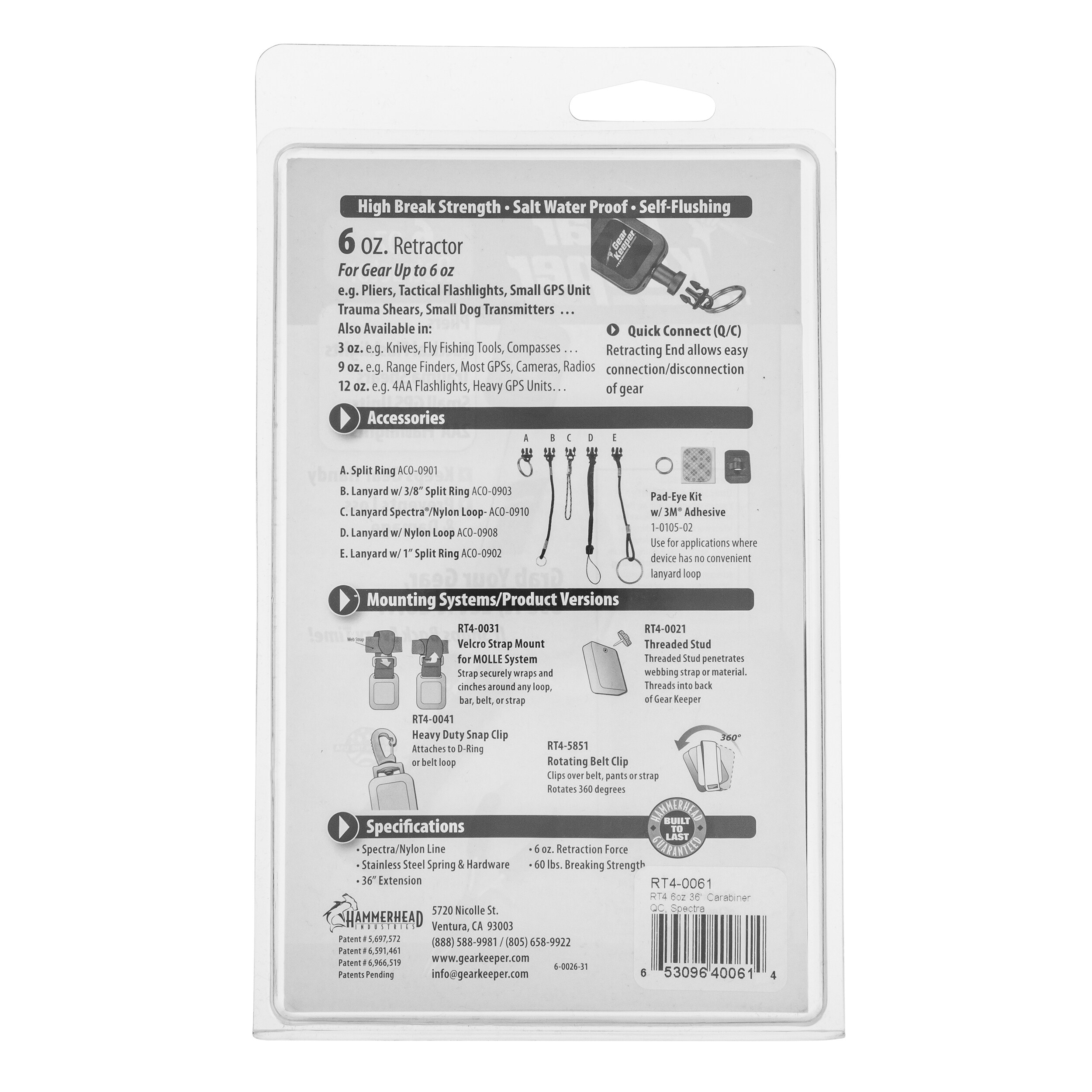 Taktické vodítko s retraktorem Gear Keeper s karabinou 170 g