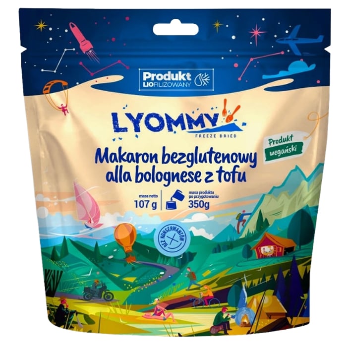 Liofilizované potraviny Lyommy Bezlepkové těstoviny bolognese s tofu 107 g/399 kcal