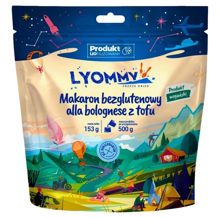 Liofilizované potraviny Lyommy Bezlepkové těstoviny alla bolognese s tofu 153 g/571 kcal