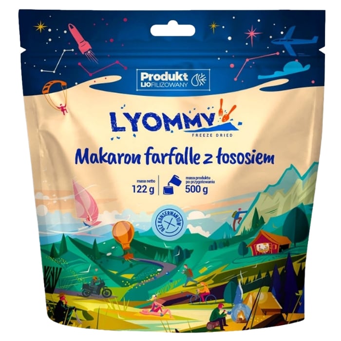 Lyofilizované potraviny Lyommy Těstoviny farfalle s lososem 122 g/710 kcal