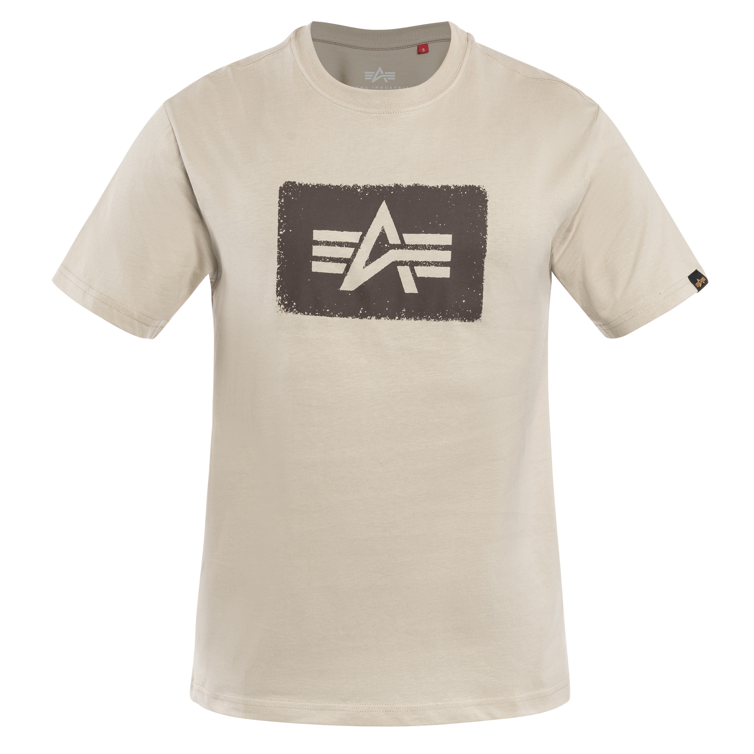 Tričko Alpha Industries Washed Out Logo – Organic Beige