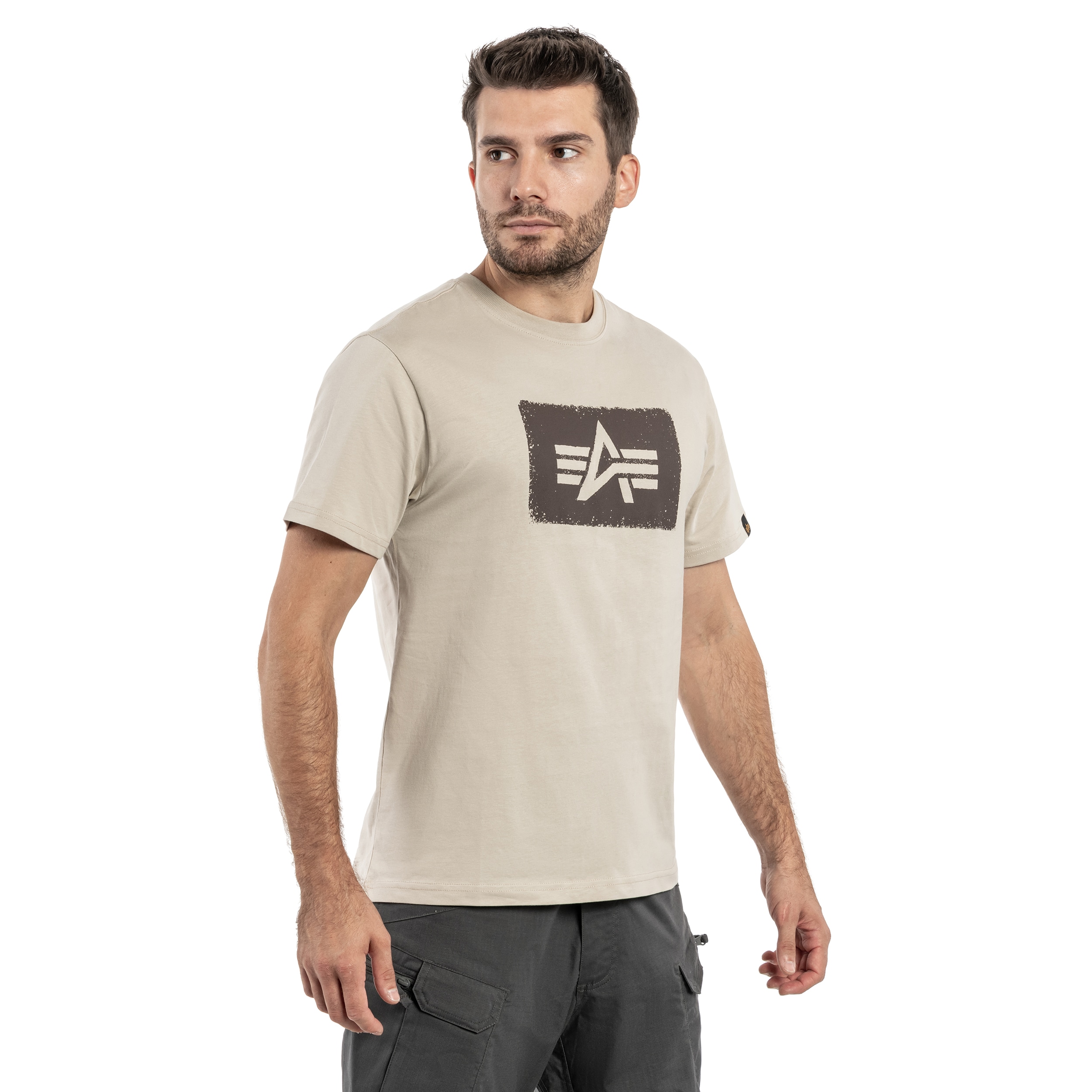 Tričko Alpha Industries Washed Out Logo – Organic Beige