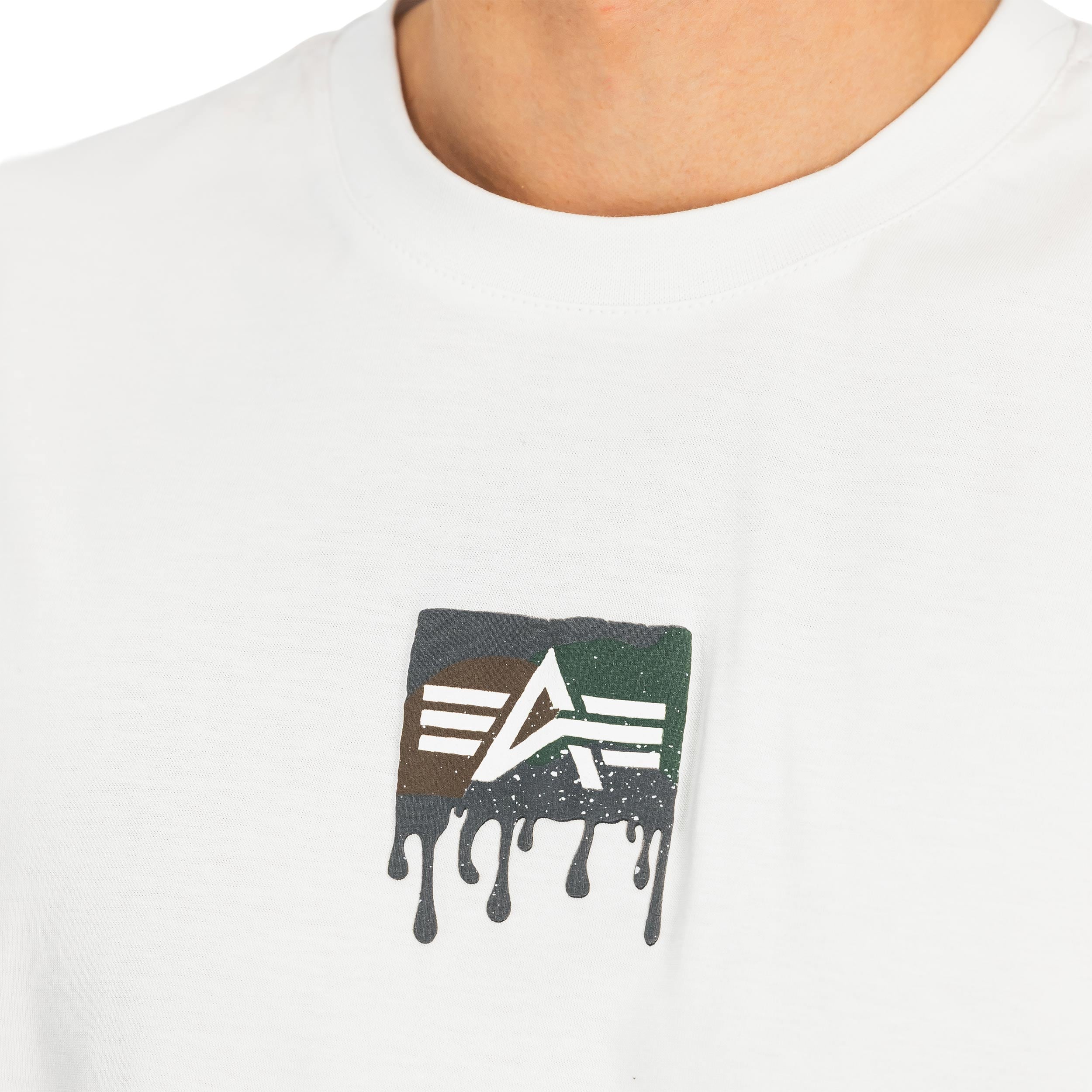 Tričko Alpha Dripping Camo Backprint - White