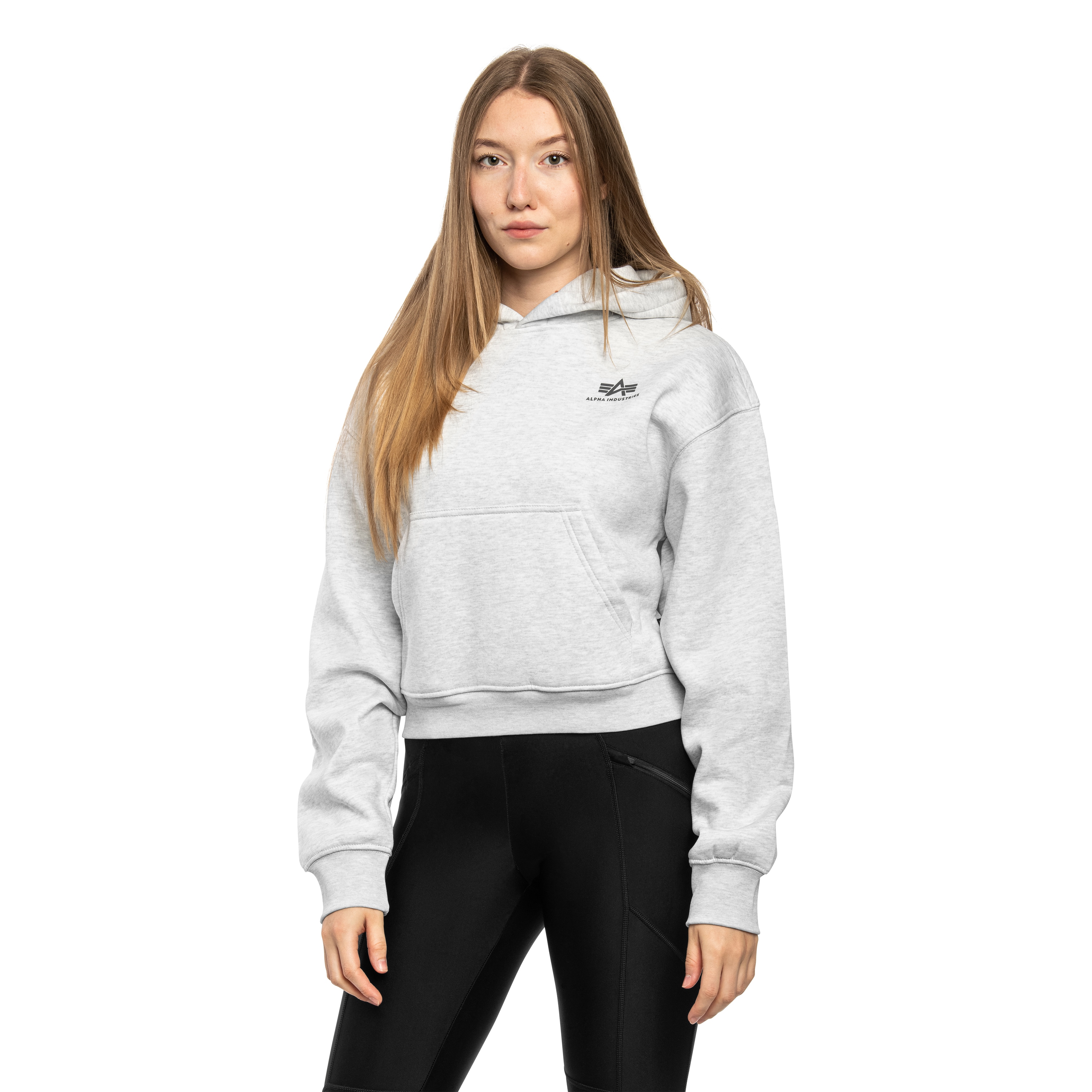 Damska mikina Alpha Industries Basic Small Logo Hoodie - Pastel Grey/Melange