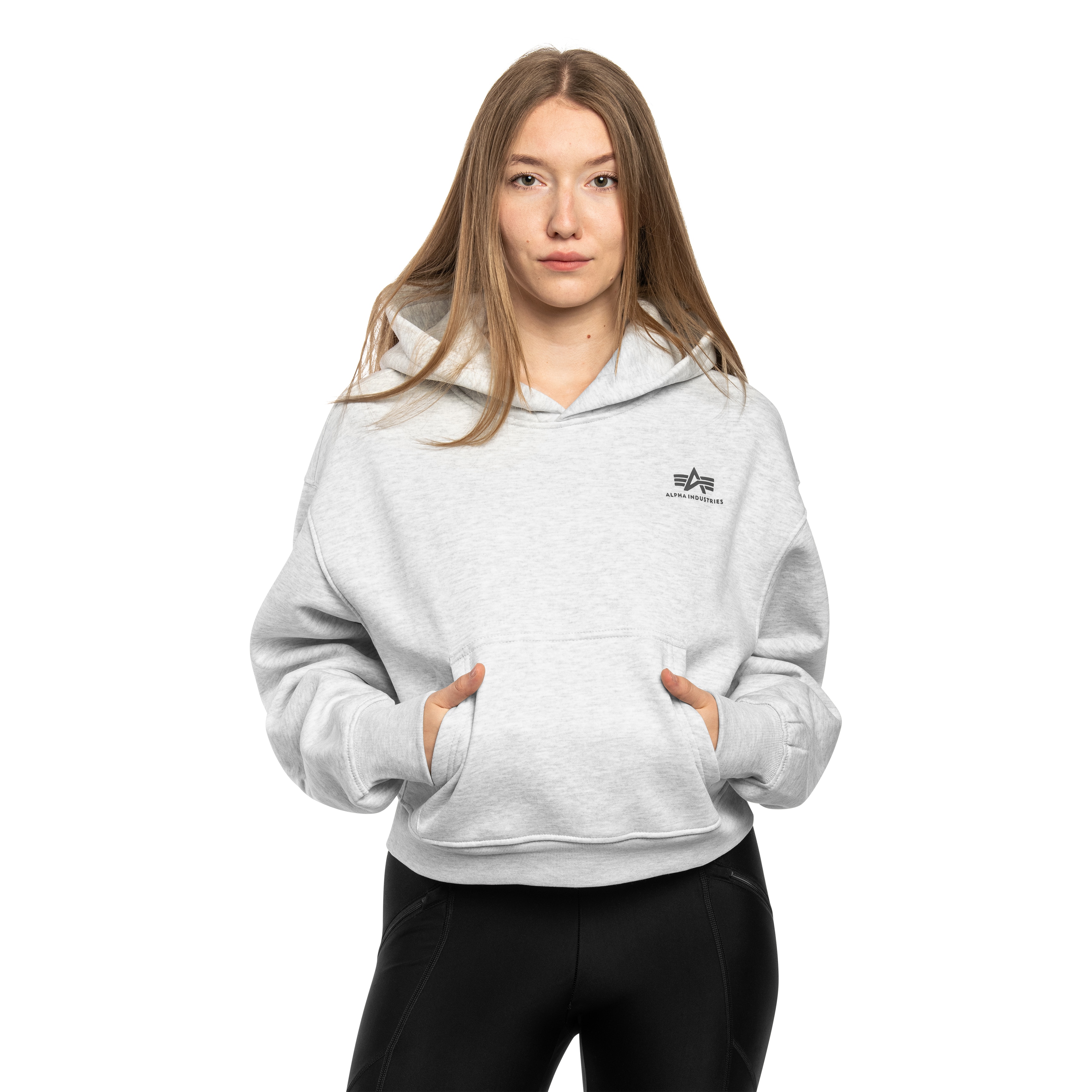 Damska mikina Alpha Industries Basic Small Logo Hoodie - Pastel Grey/Melange