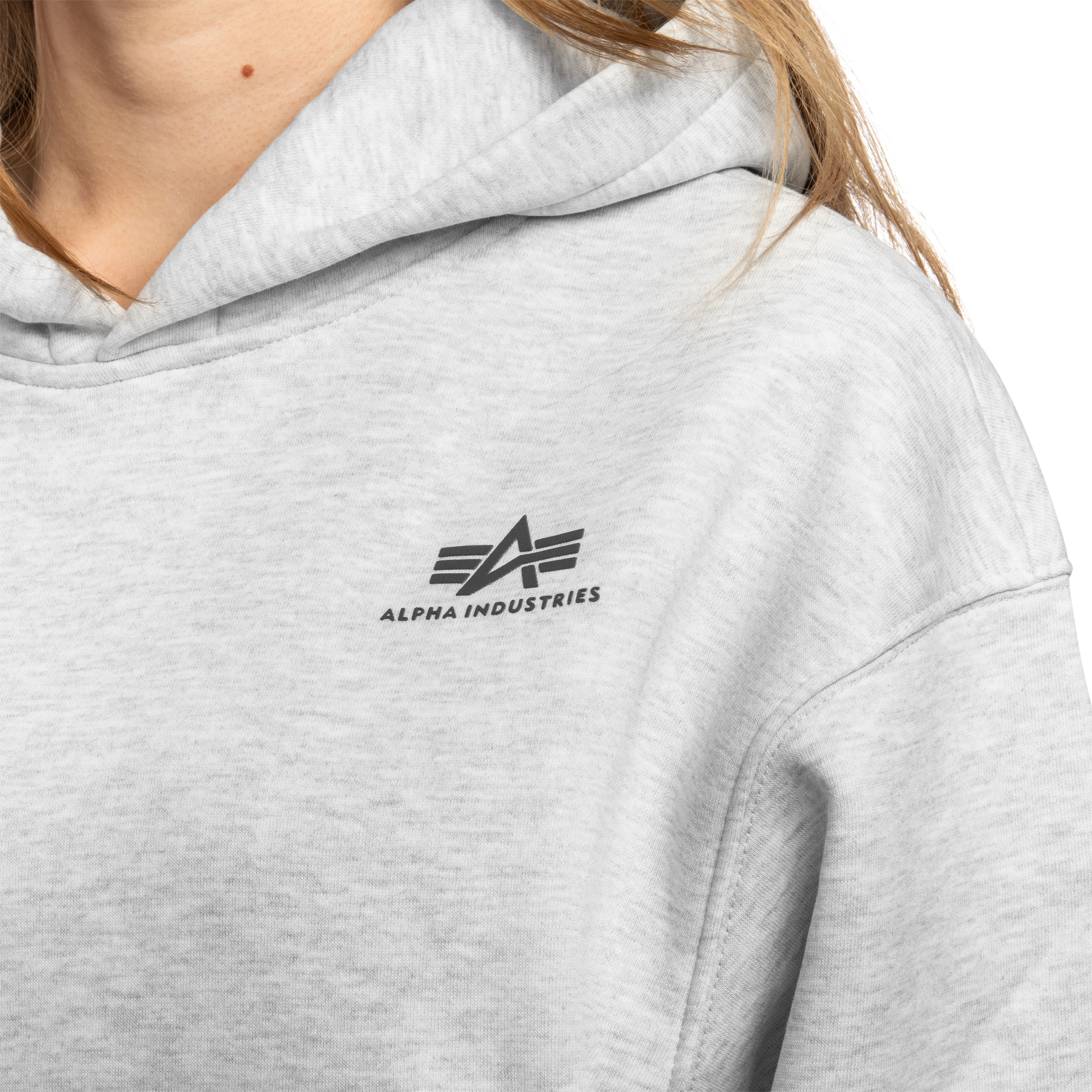 Damska mikina Alpha Industries Basic Small Logo Hoodie - Pastel Grey/Melange