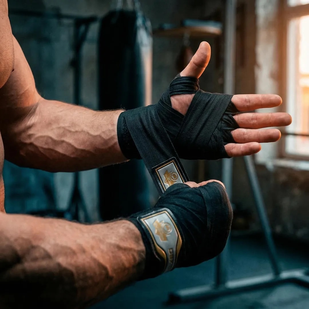 Elastické boxerské bandáže DBX Bushido 4 m - černé/zlaté