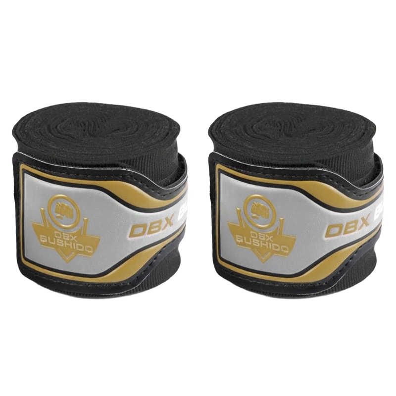 Elastické boxerské bandáže DBX Bushido 4 m - černé/zlaté