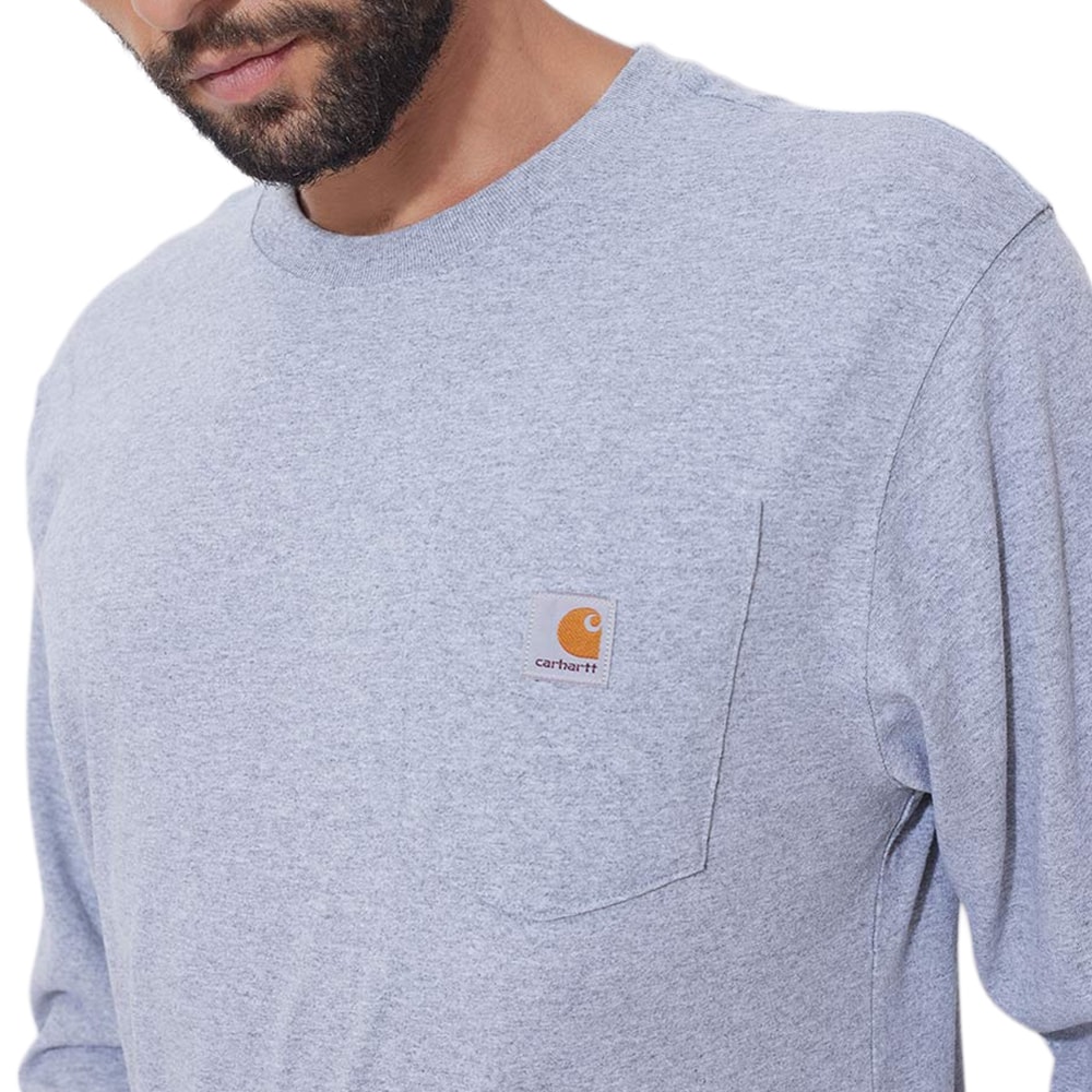 Tričko Carhartt Heavyweight Longsleeve Pocket - Heather Grey
