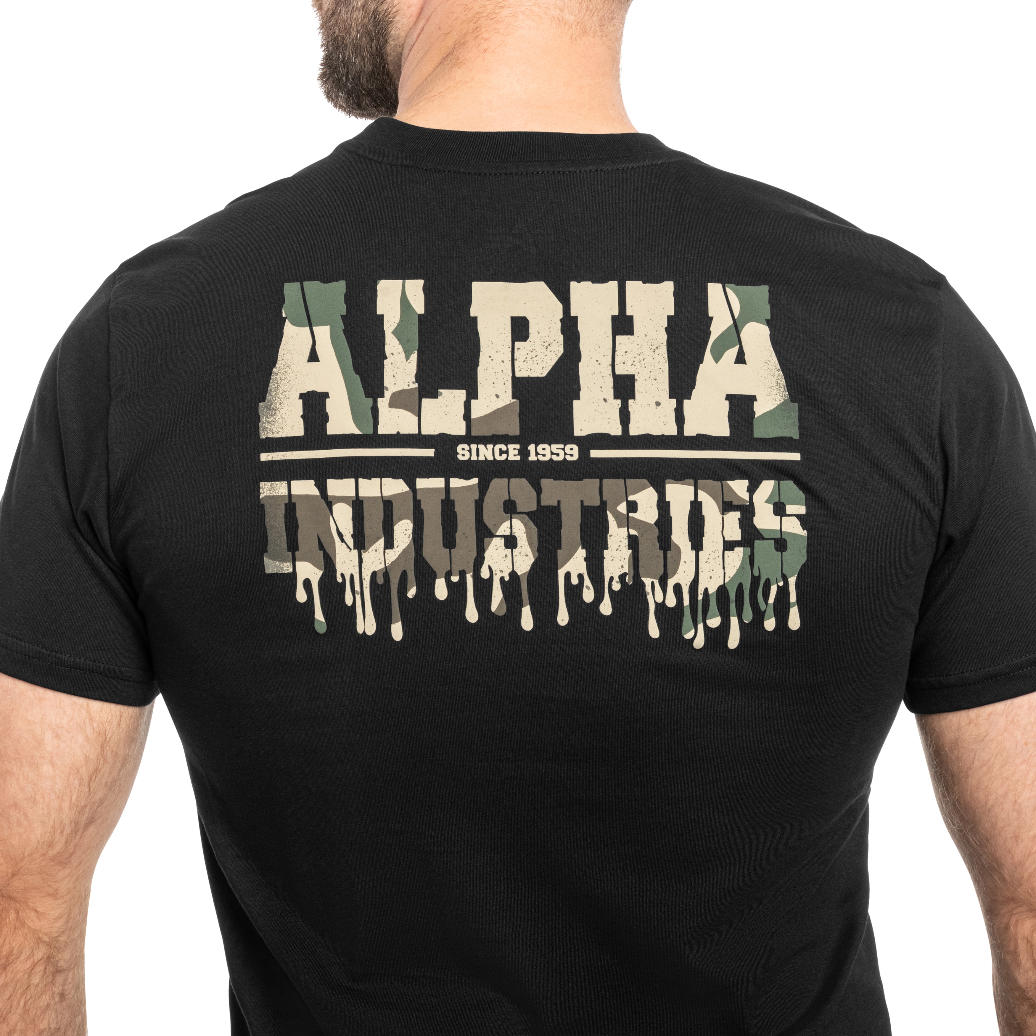 Tričko Alpha Dripping Camo Backprint T-shirt - Black