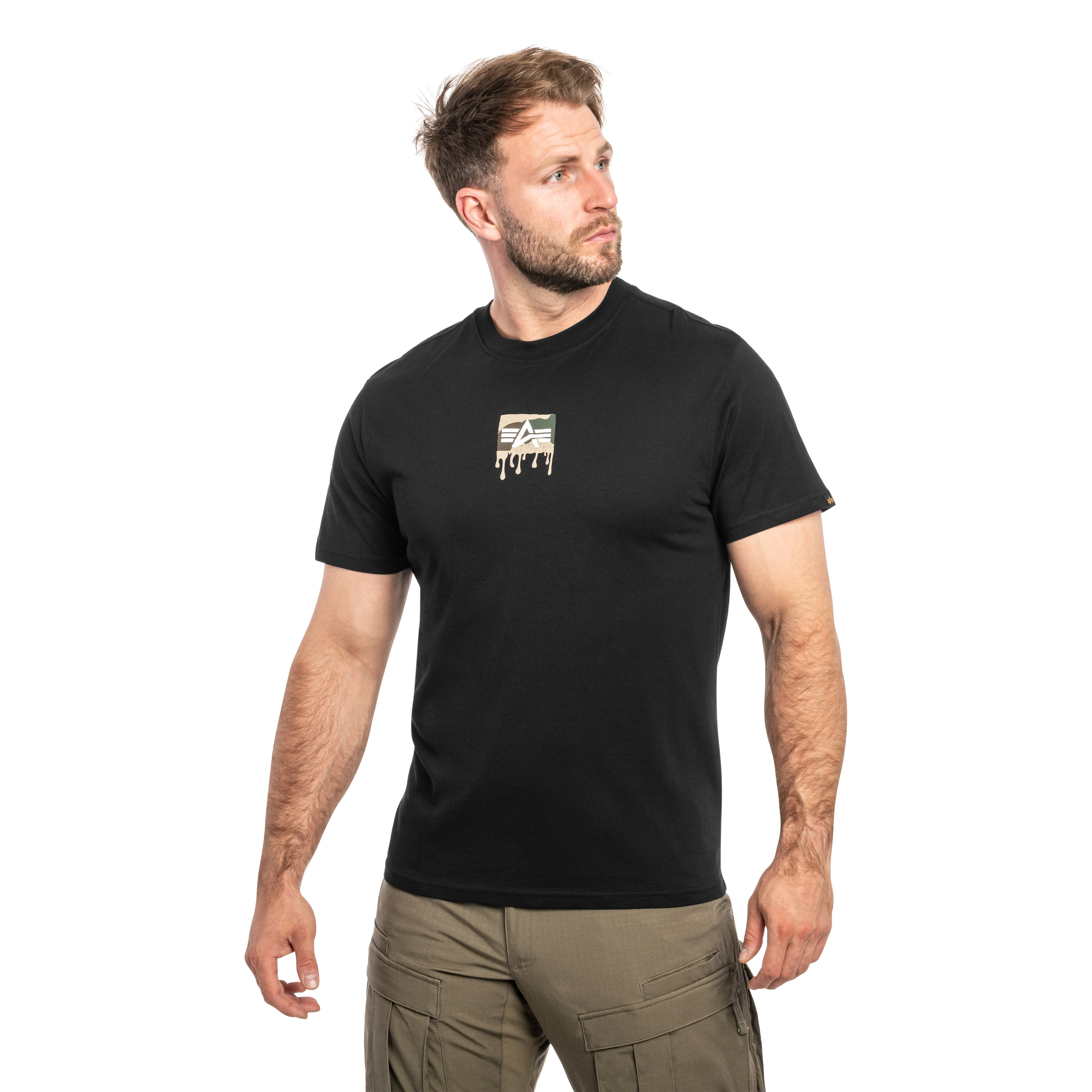 Tričko Alpha Dripping Camo Backprint T-shirt - Black