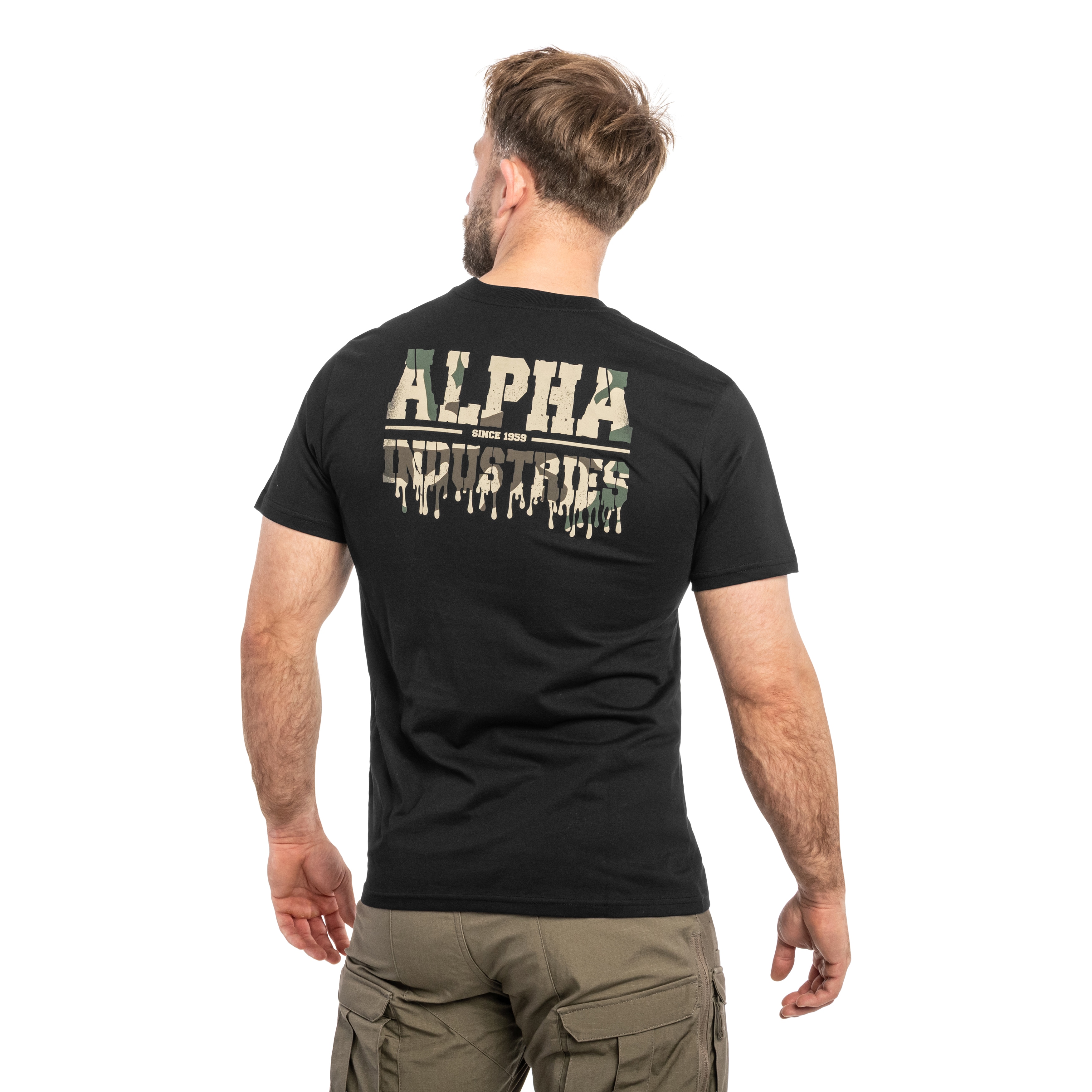 Tričko Alpha Dripping Camo Backprint T-shirt - Black