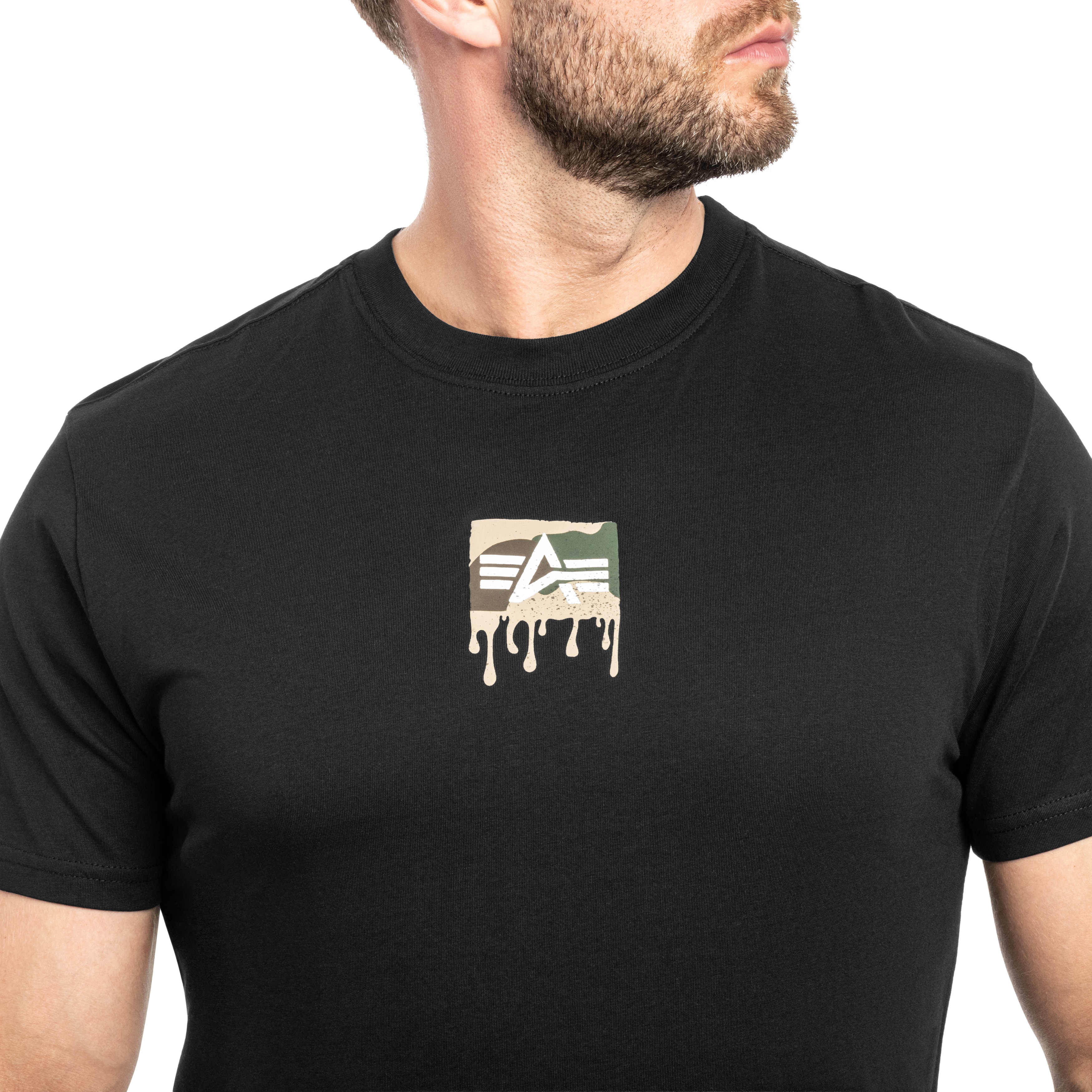 Tričko Alpha Dripping Camo Backprint T-shirt - Black